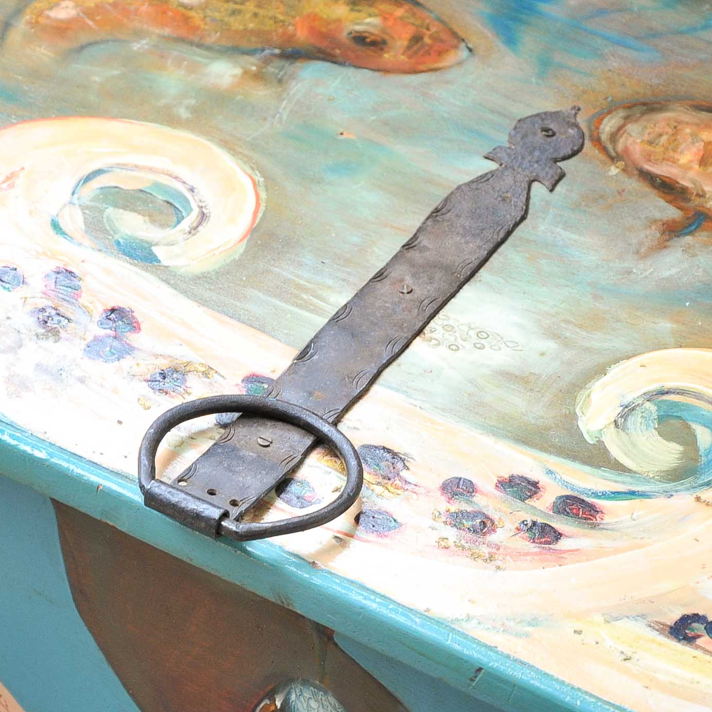 Original Hand-Painted Storage Bench by Warren Long