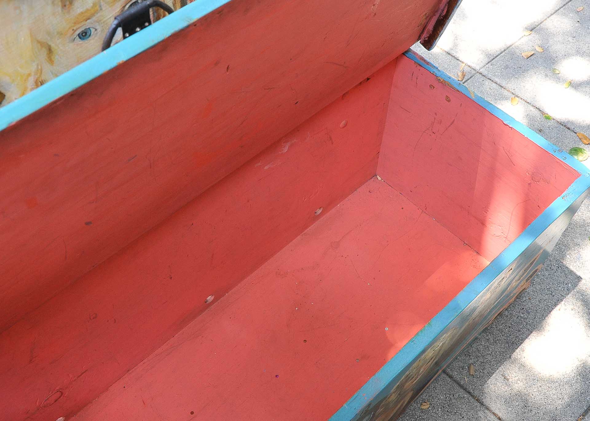 Original Hand-Painted Storage Bench by Warren Long