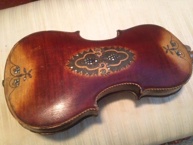 Antique Violin with Handcrafted Mother of Pearl Inlaid Design