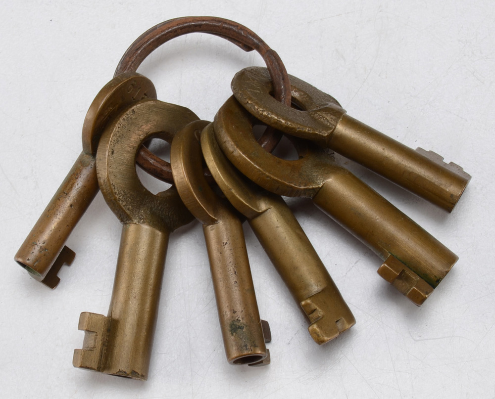 Vintage Collection of Railroad Padlock Keys and a Railroad Padlock