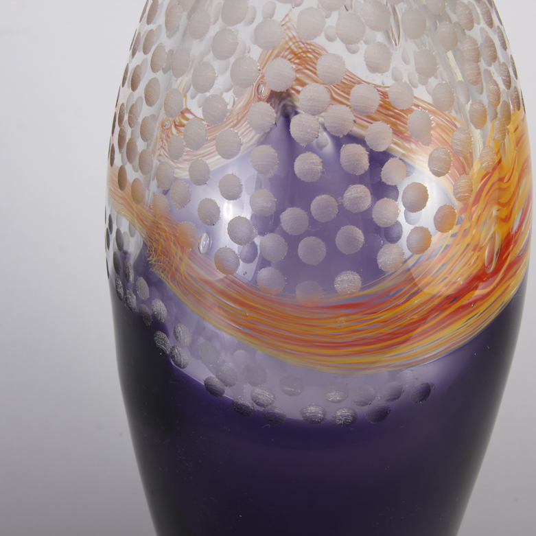 Handblown Orange and Purple Glass Vase