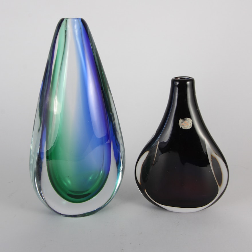 Pair of Teardrop Glass Vases