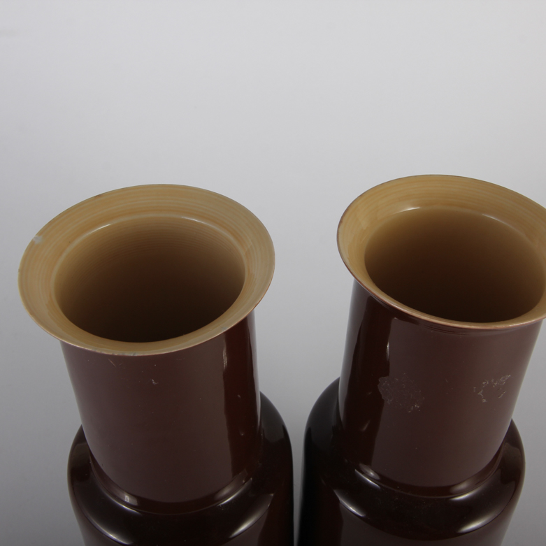 Pair of Vintage Brown Porcelain Vases