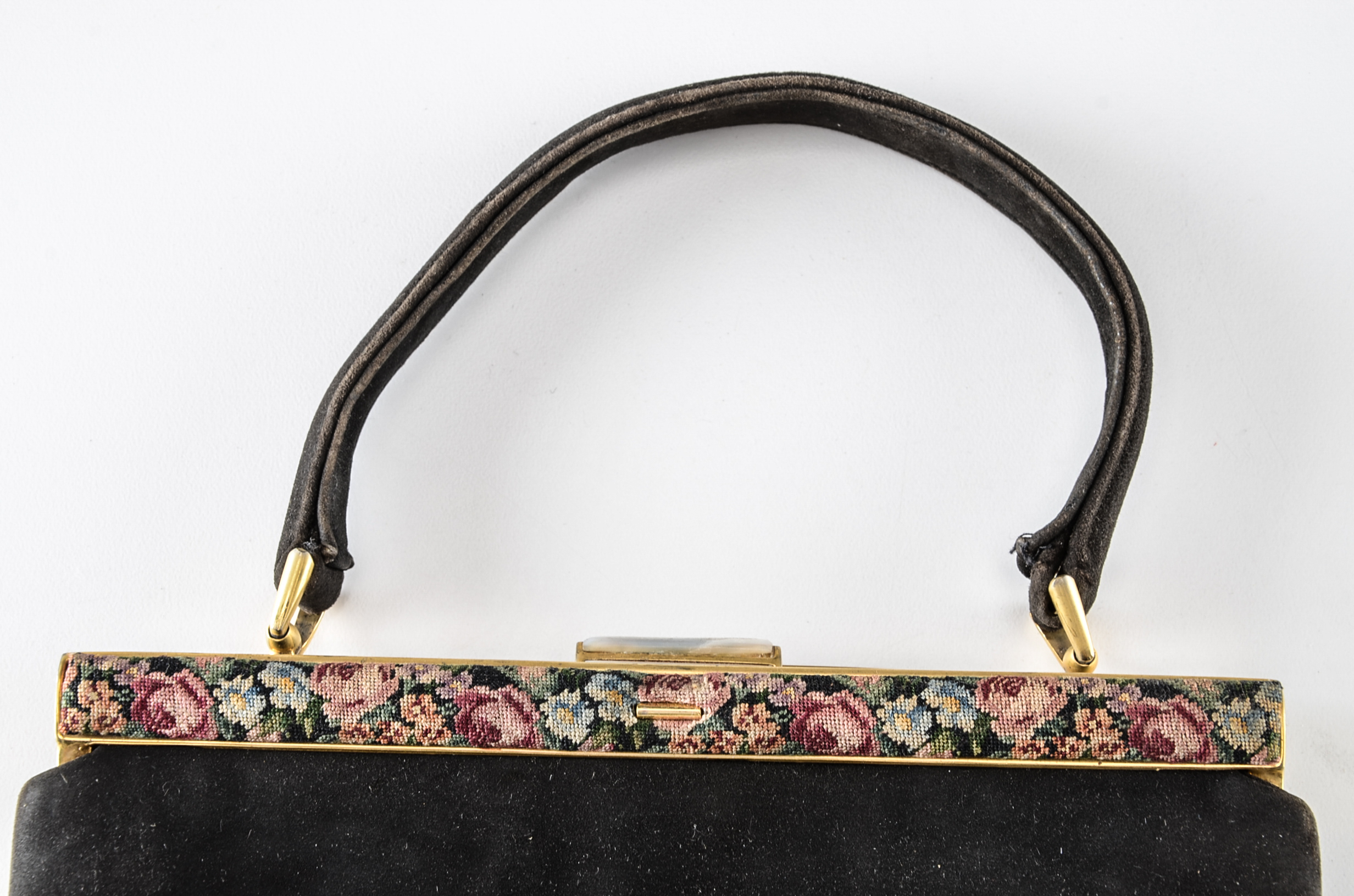 Four Vintage Handbags Including an Antinori Italian Designer Petit Point Black Velvet Purse