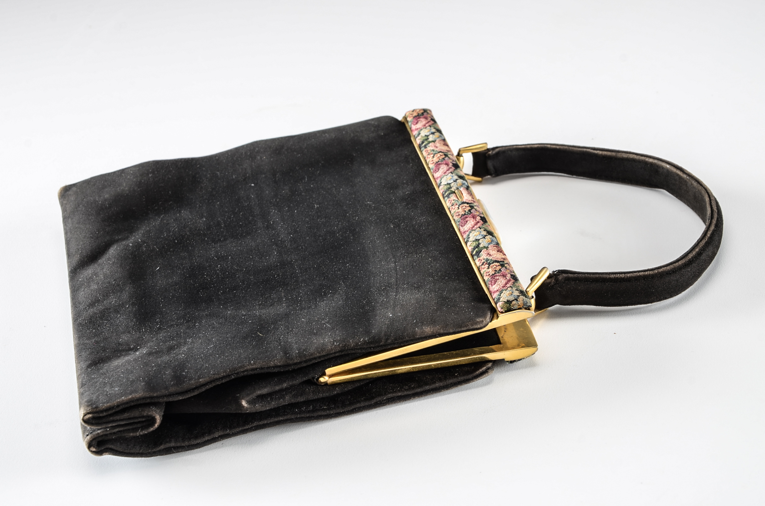 Four Vintage Handbags Including an Antinori Italian Designer Petit Point Black Velvet Purse