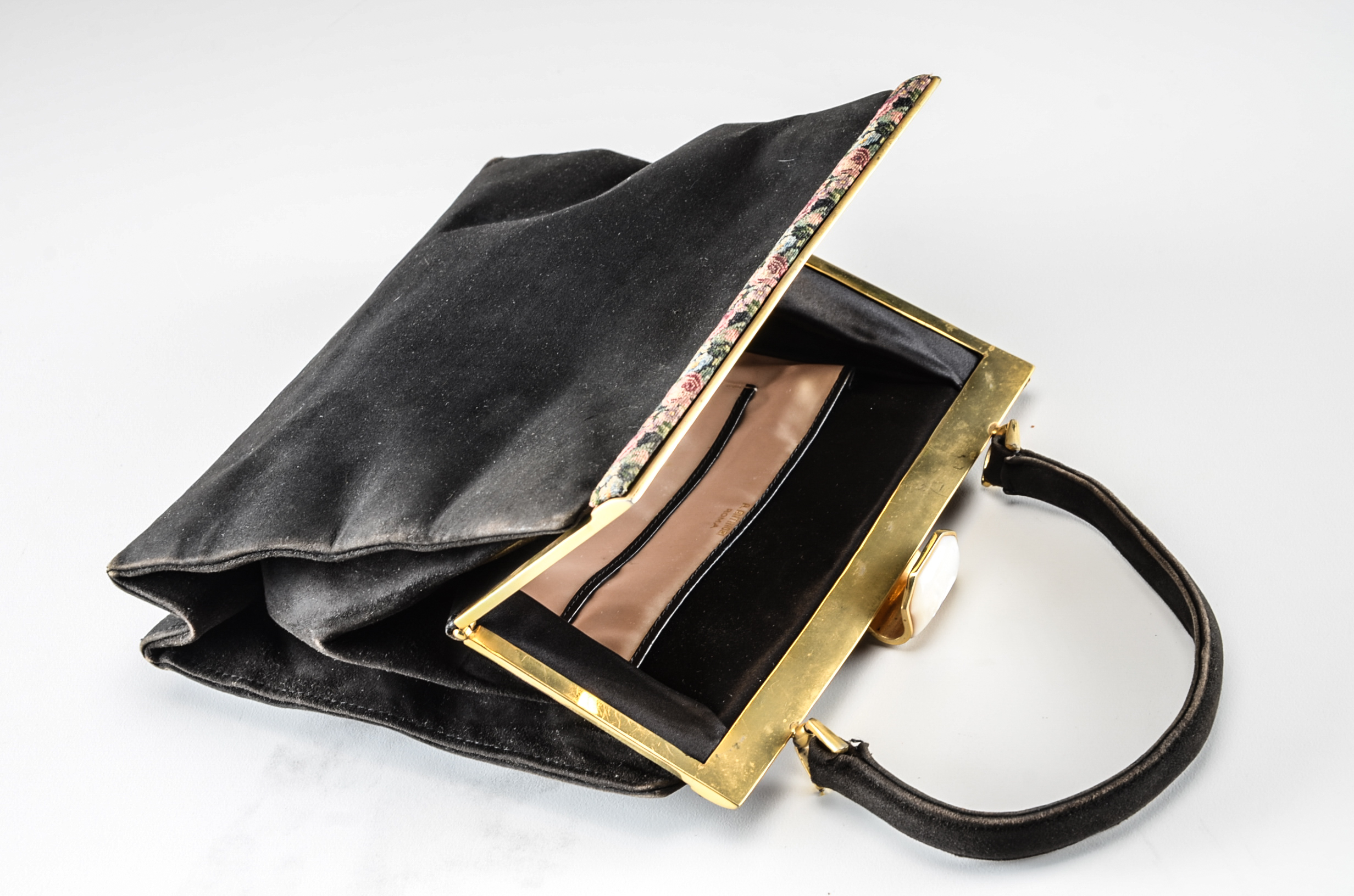 Four Vintage Handbags Including an Antinori Italian Designer Petit Point Black Velvet Purse