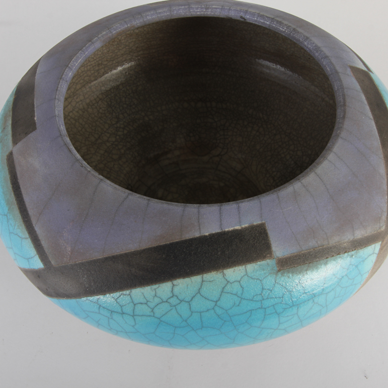 Signed Turquoise and Black Pottery Vase