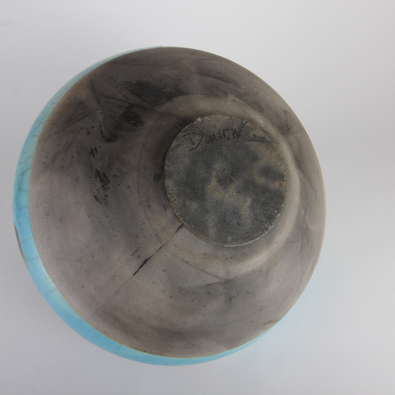 Signed Turquoise and Black Pottery Vase