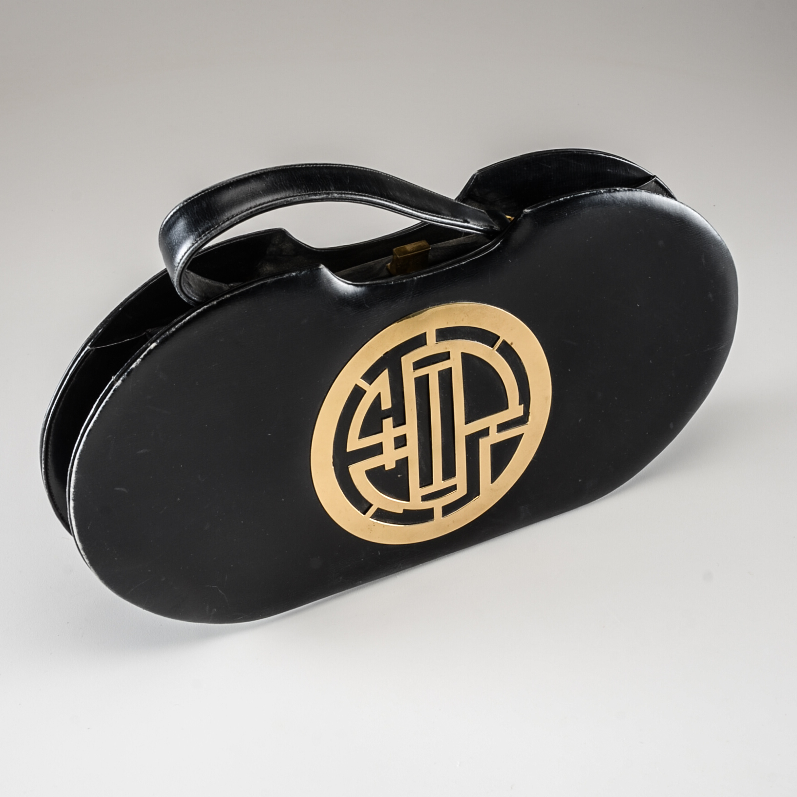 Vintage Black Leather Holiday Handbag