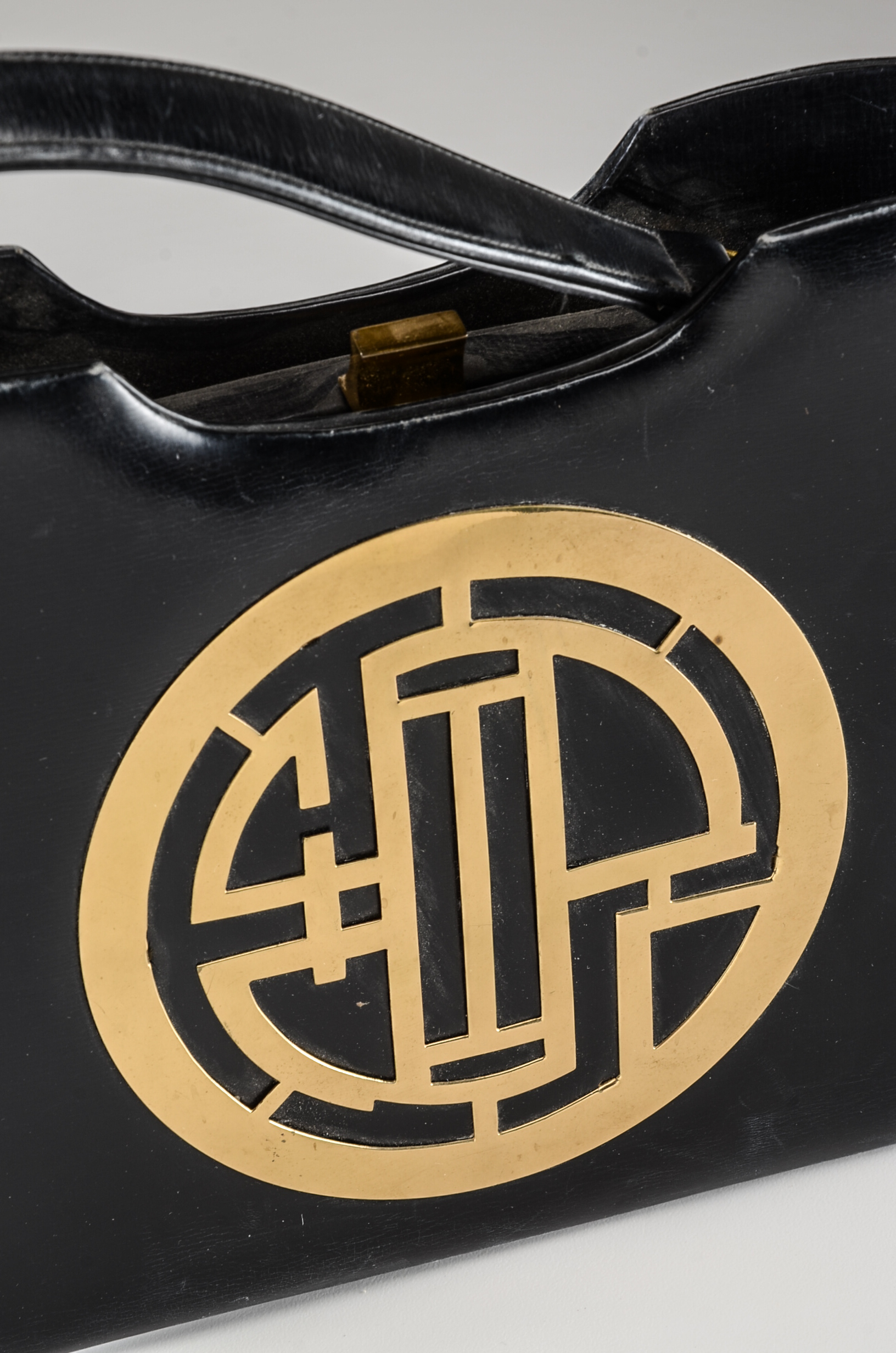 Vintage Black Leather Holiday Handbag