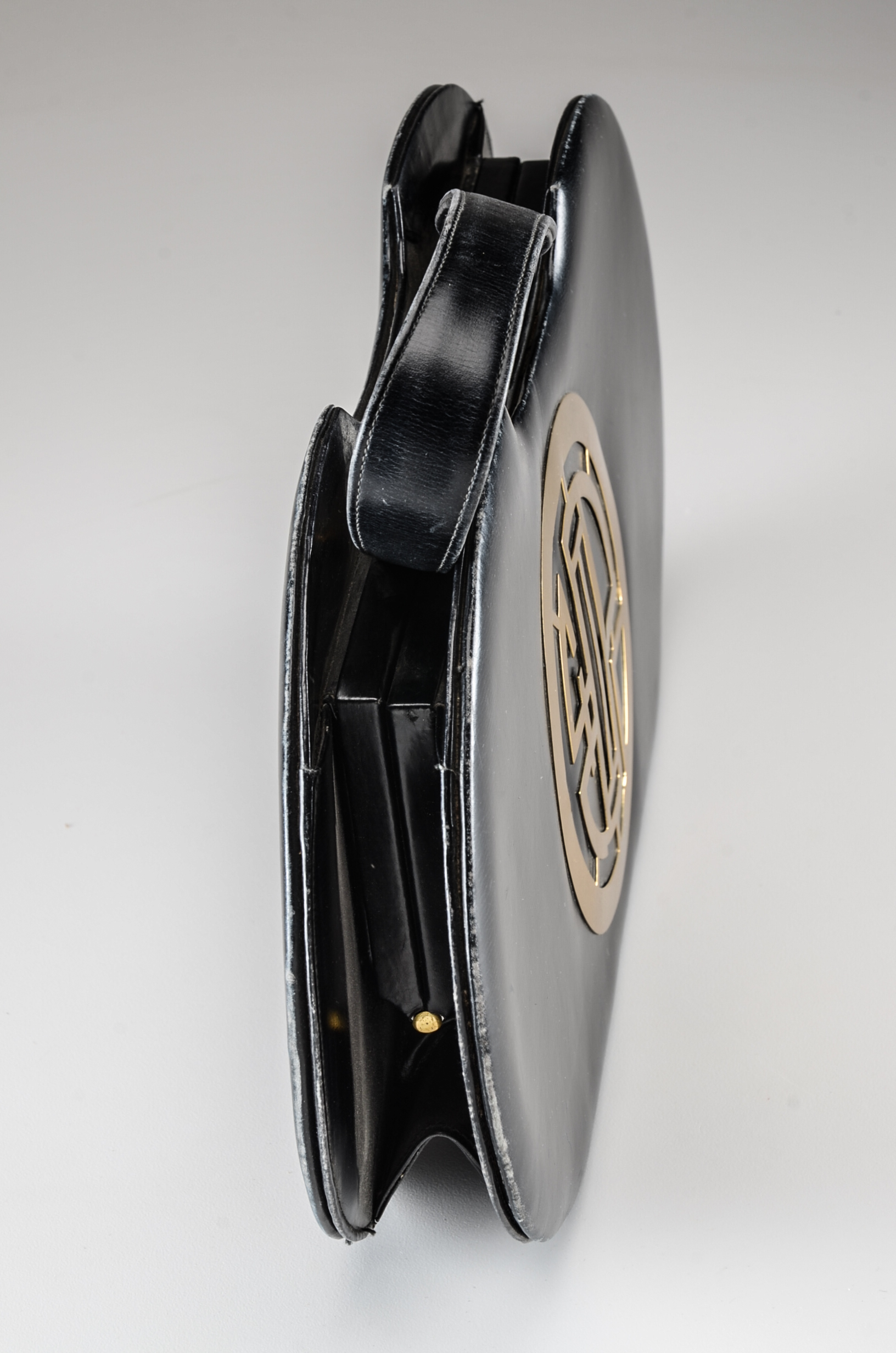 Vintage Black Leather Holiday Handbag