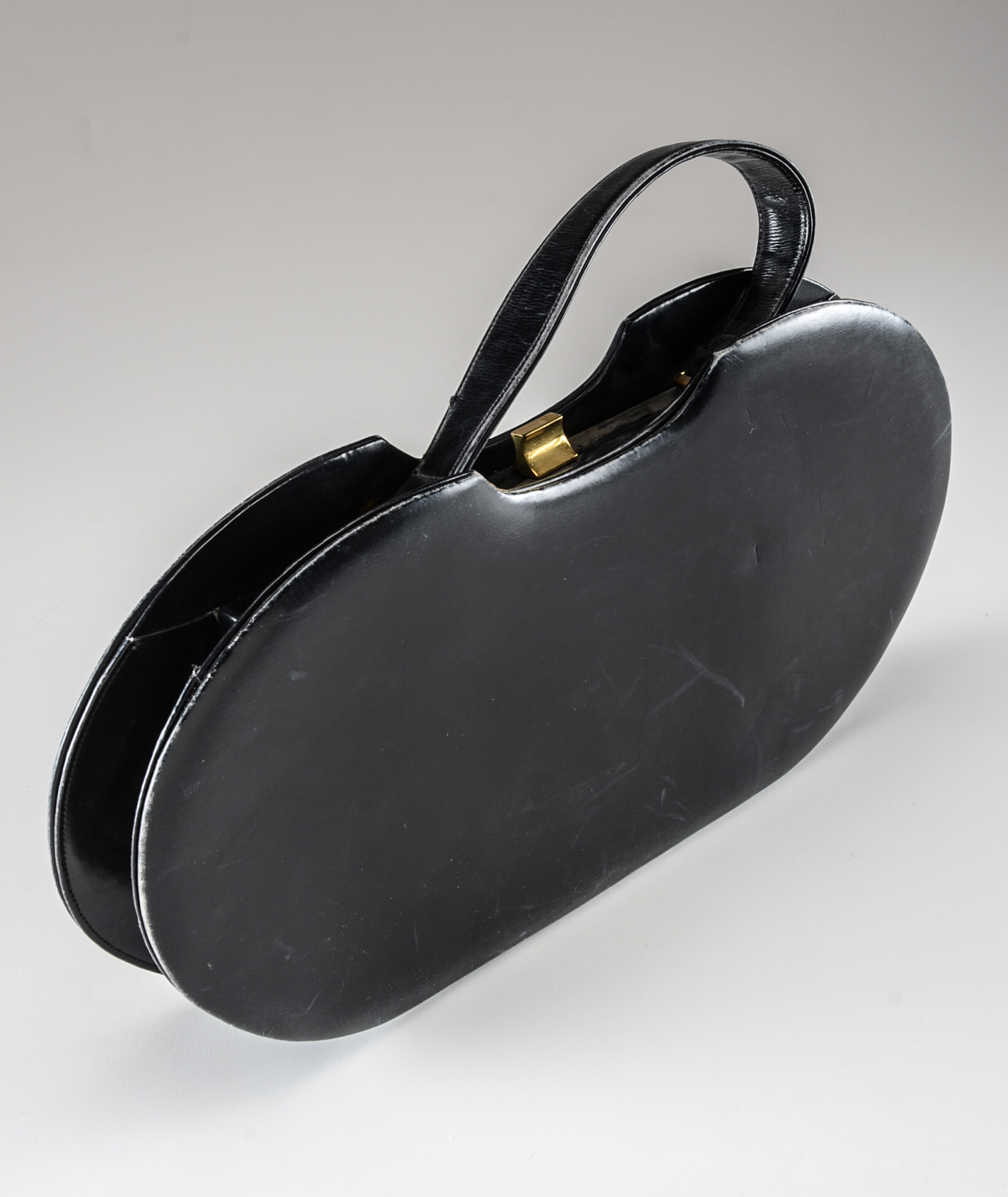 Vintage Black Leather Holiday Handbag