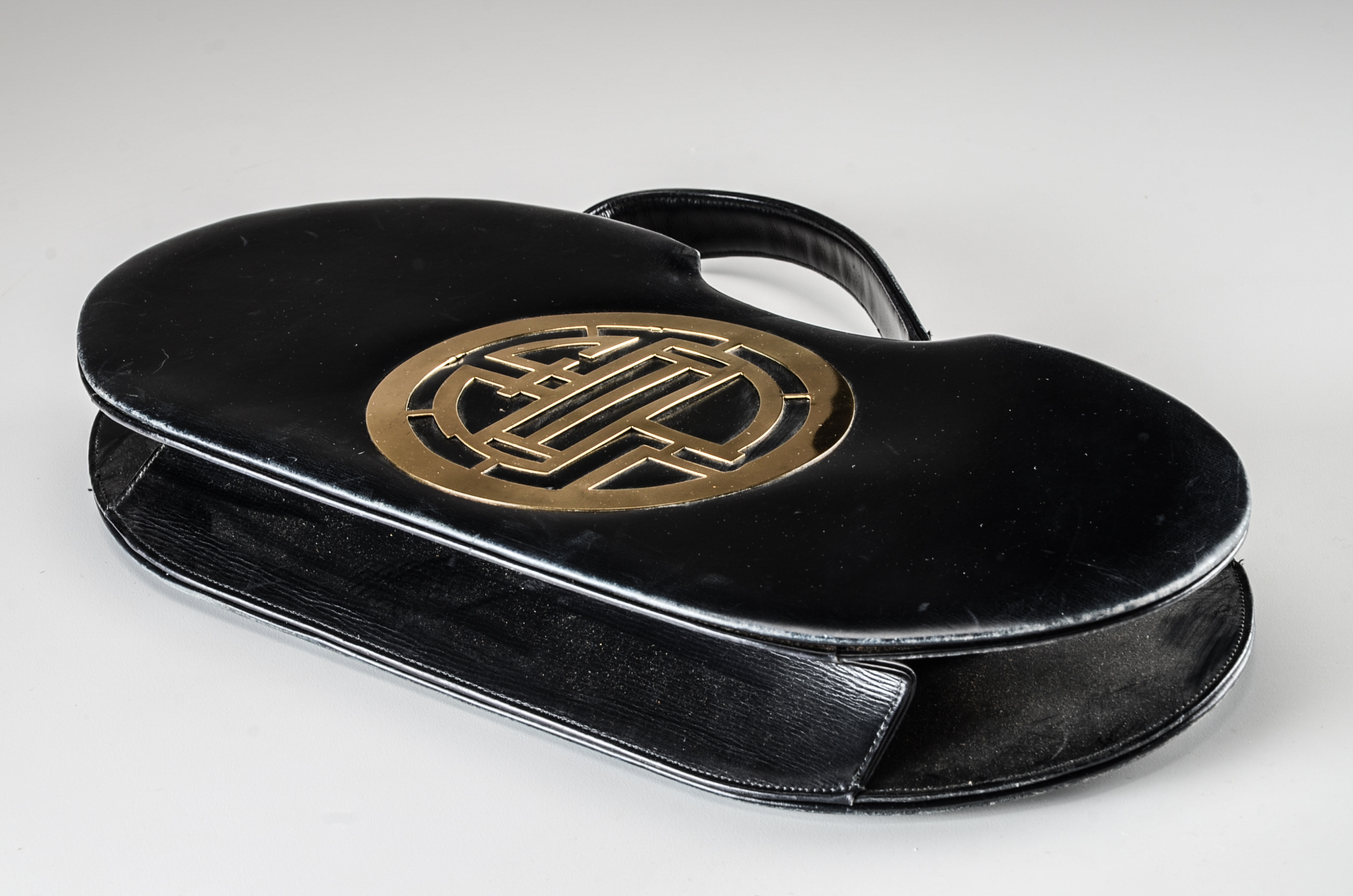 Vintage Black Leather Holiday Handbag