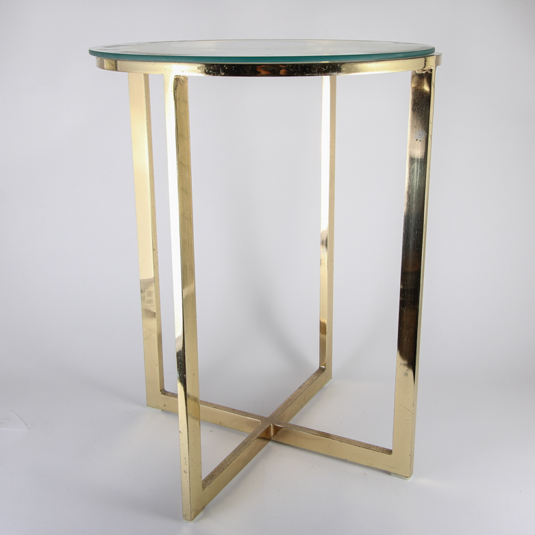 Glass Top and Brass Side Table