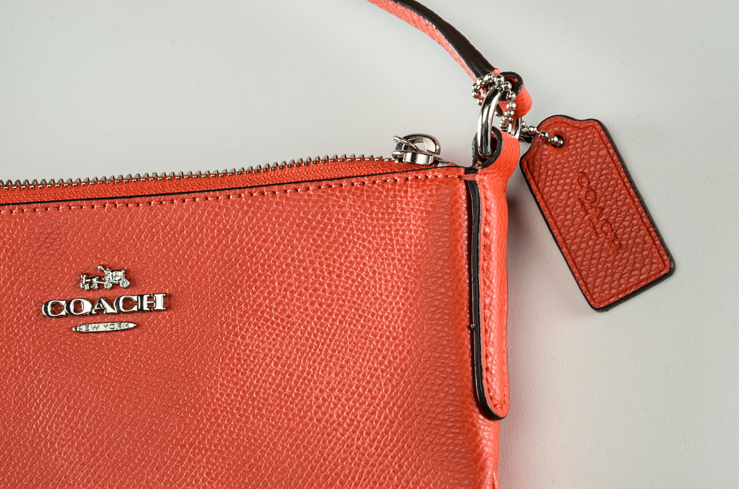 Coach North South Crossbody Bag in Orange Leather