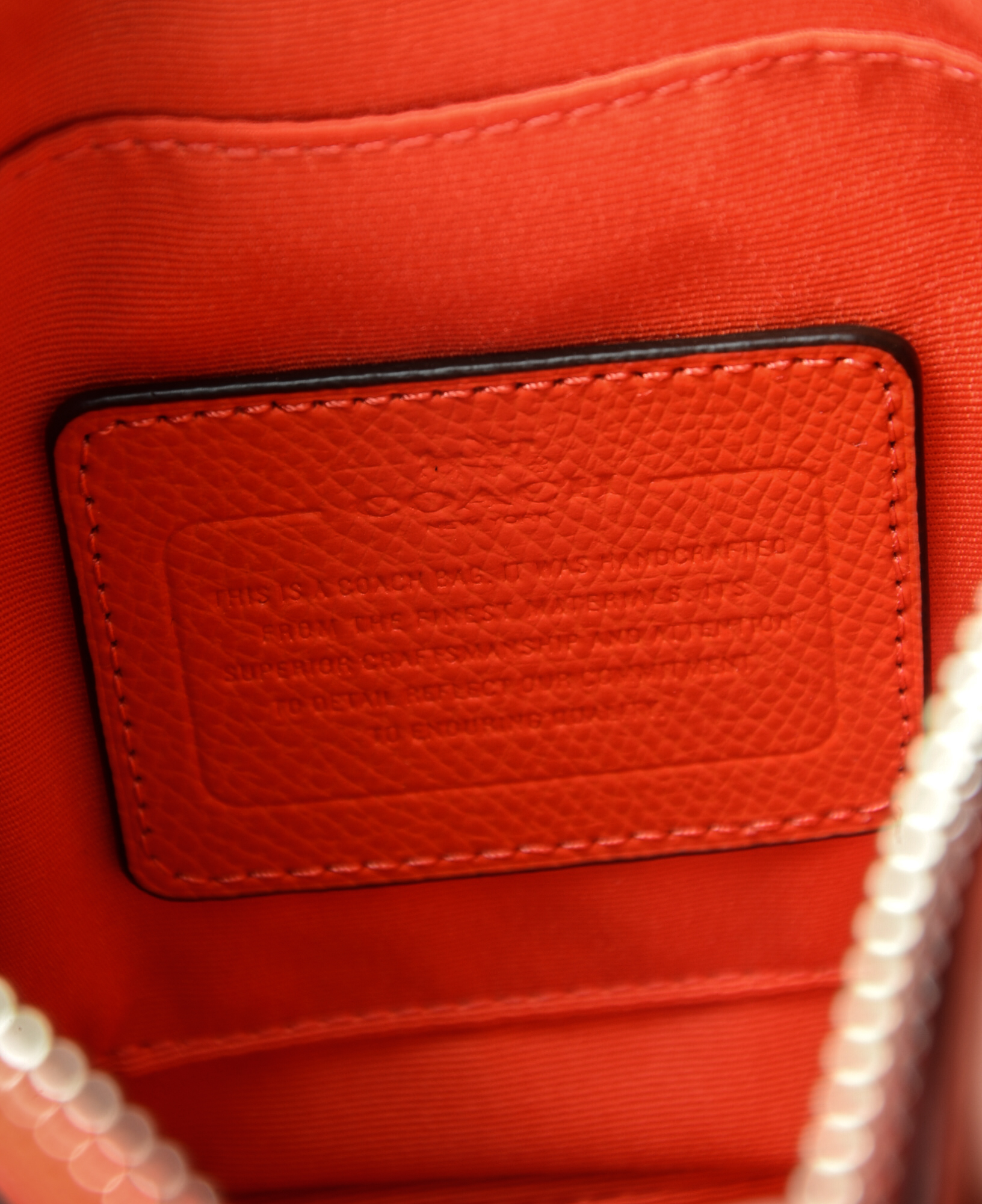 Coach North South Crossbody Bag in Orange Leather