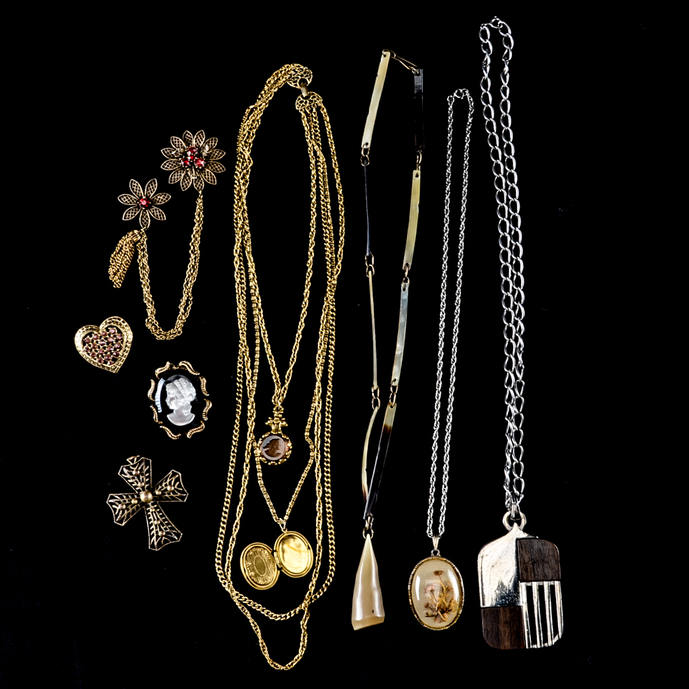 Group of Jewelry Including Horn Necklace