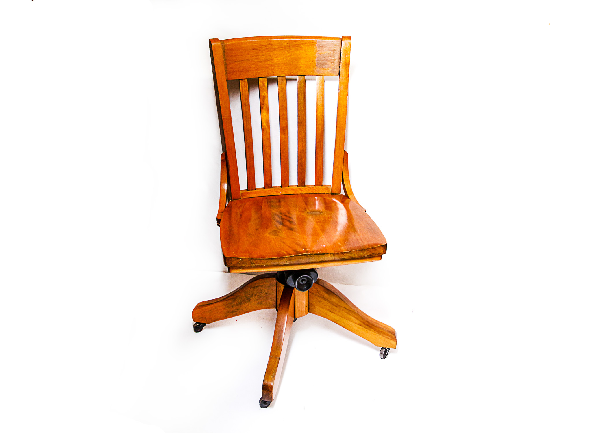Vintage Wooden Rolling Desk Chair