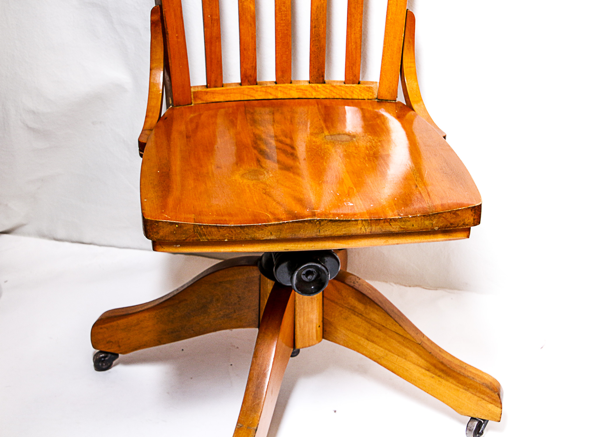 Vintage Wooden Rolling Desk Chair