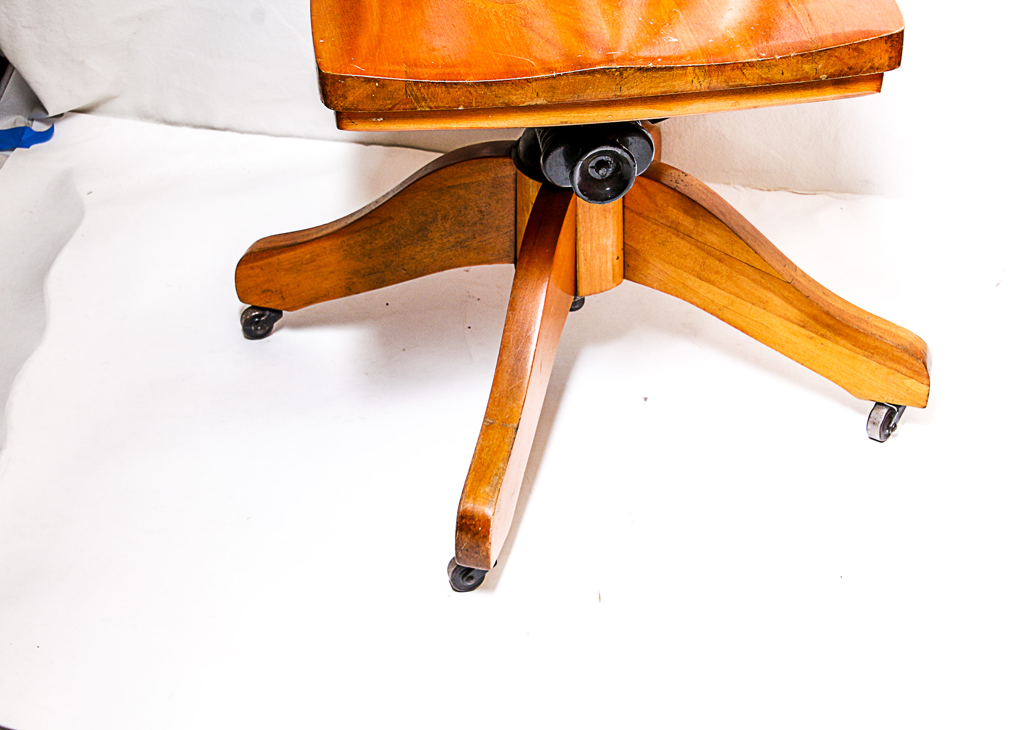 Vintage Wooden Rolling Desk Chair