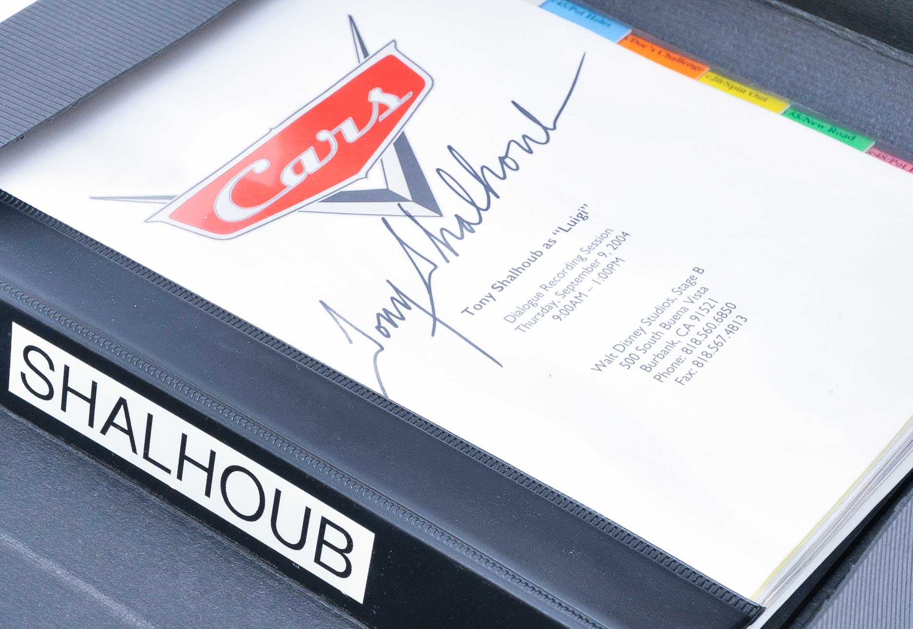 Collection of Signed "Cars" and "Cars 2" Memorabilia