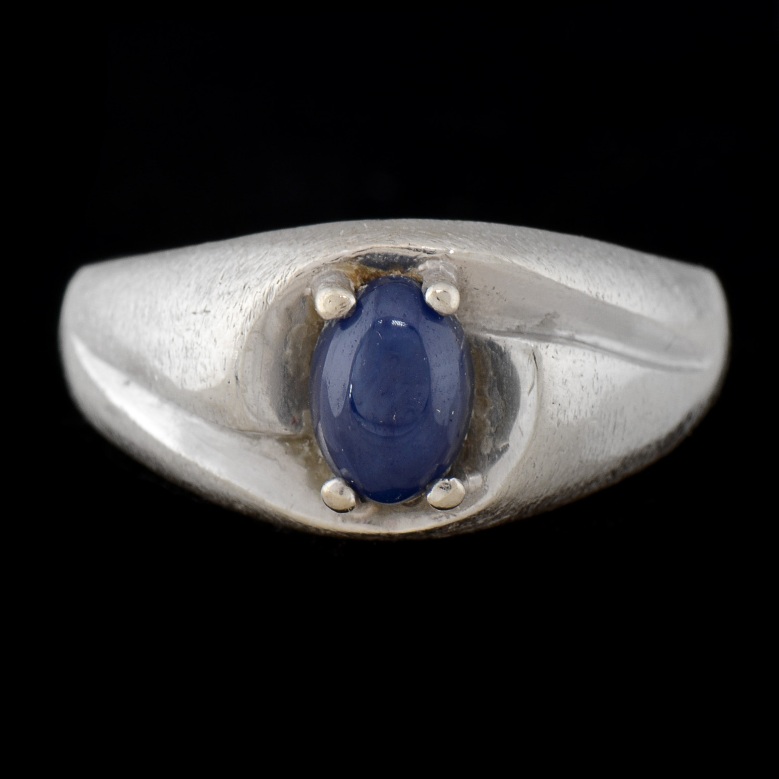 Vintage 14K White Gold Synthetic Star Sapphire Ring
