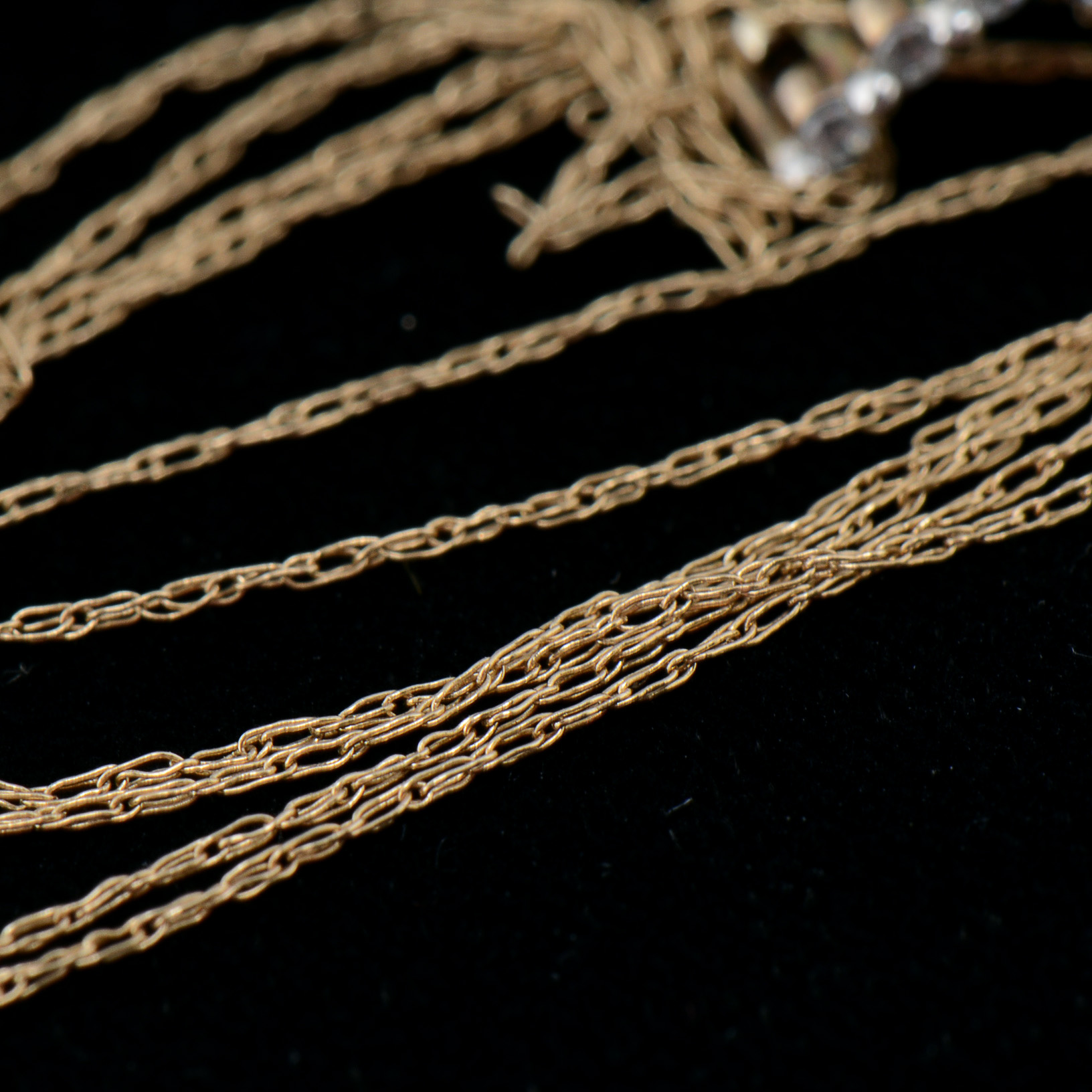 10K Yellow Gold Delicate Chain with Sterling and Gold Wash Synthetic Sapphire Pendant