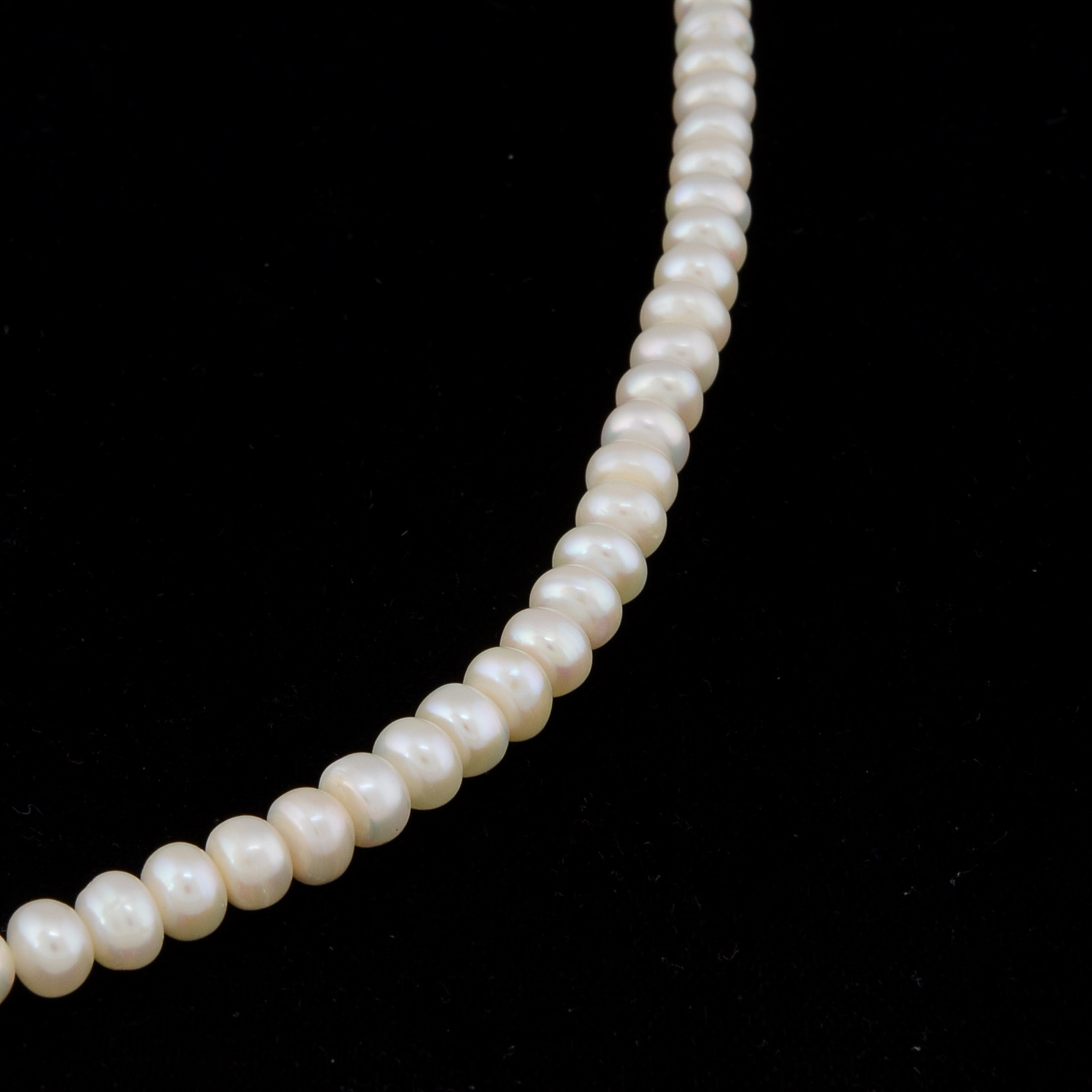 Freshwater Cultured Button Pearl Beaded Necklace with 14K Yellow Gold Clasp