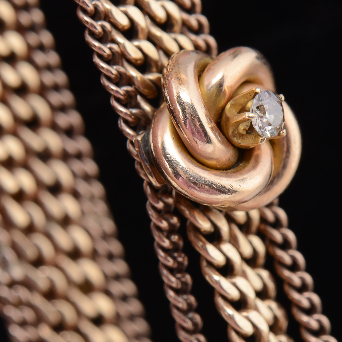 Vintage 14K Yellow Gold Multi-Color Gemstone and Multi-Strand Curb Link Bracelet