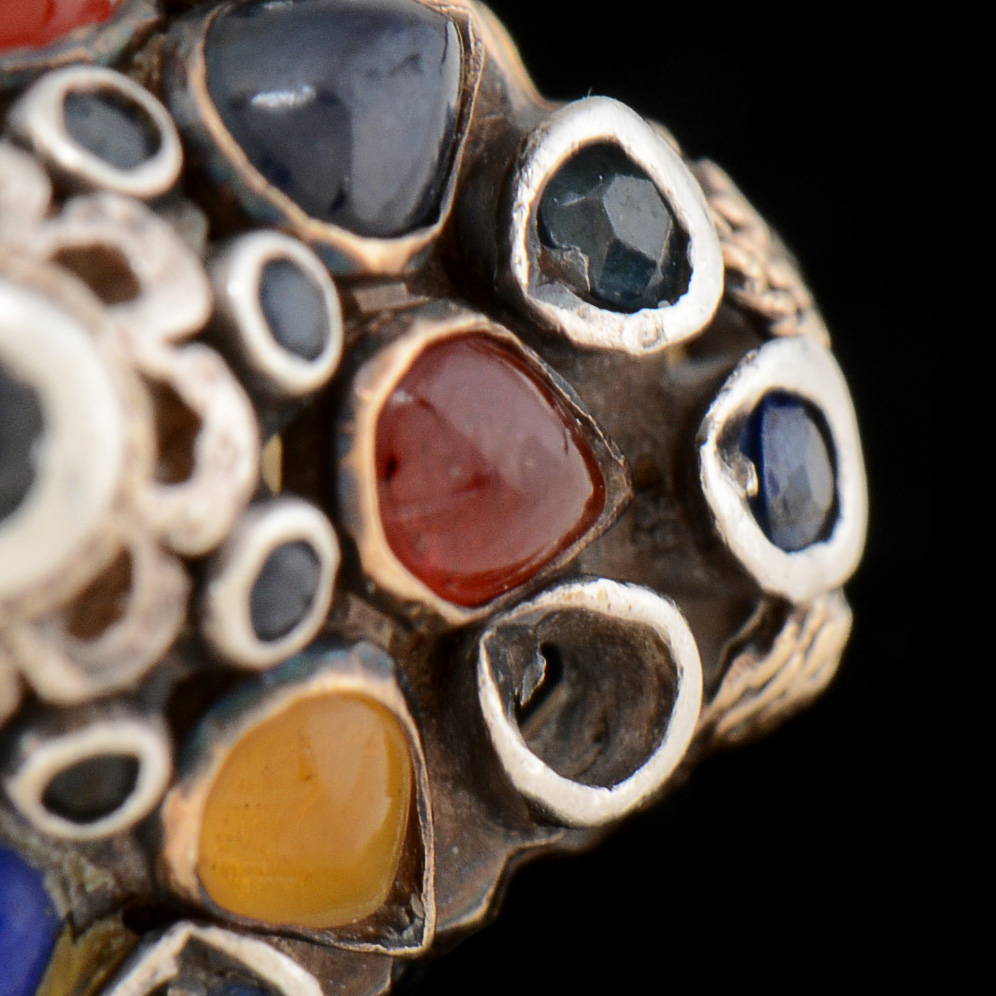 14K Yellow Gold Multi-Color Stone Empire Ring with Sterling Top