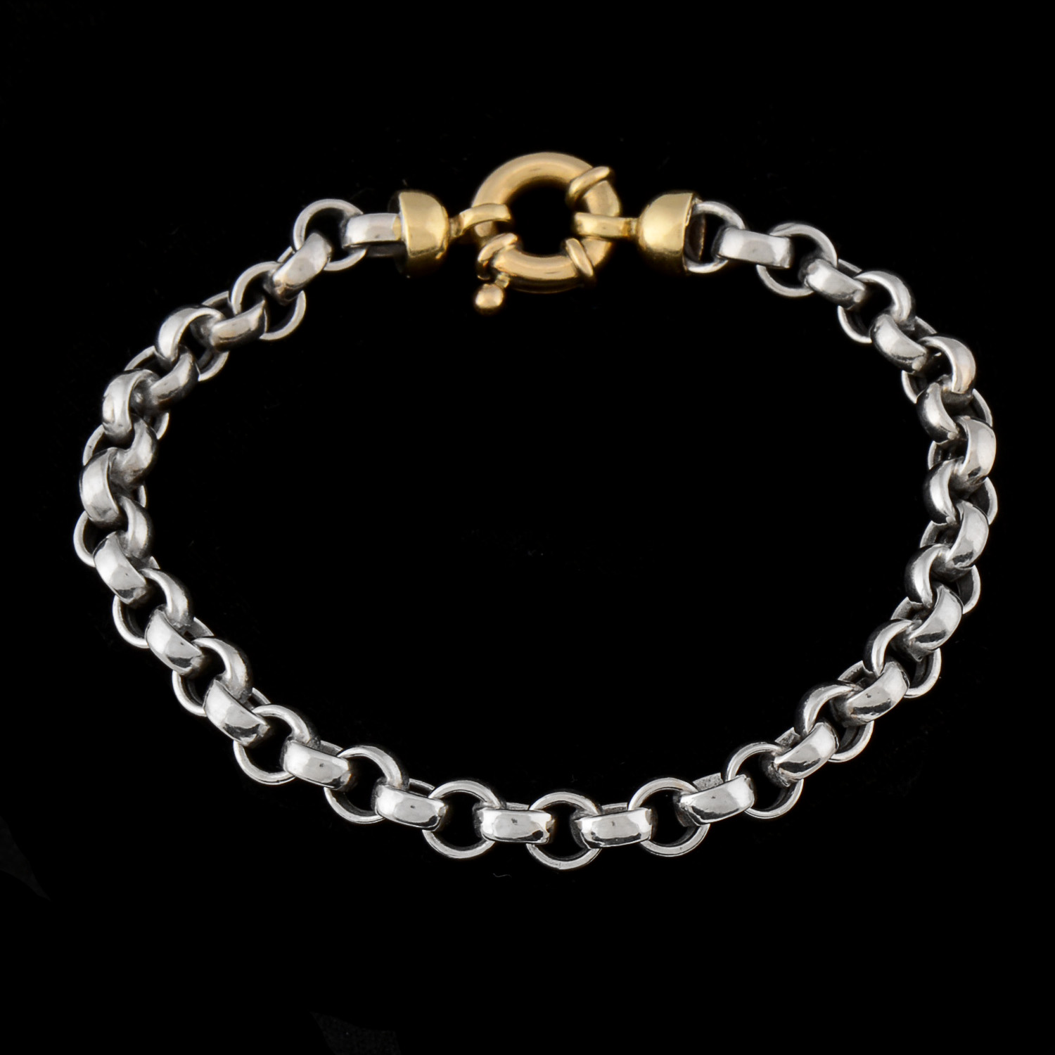 18K Yellow Gold and Platinum Two Tone Rolo Link Bracelet