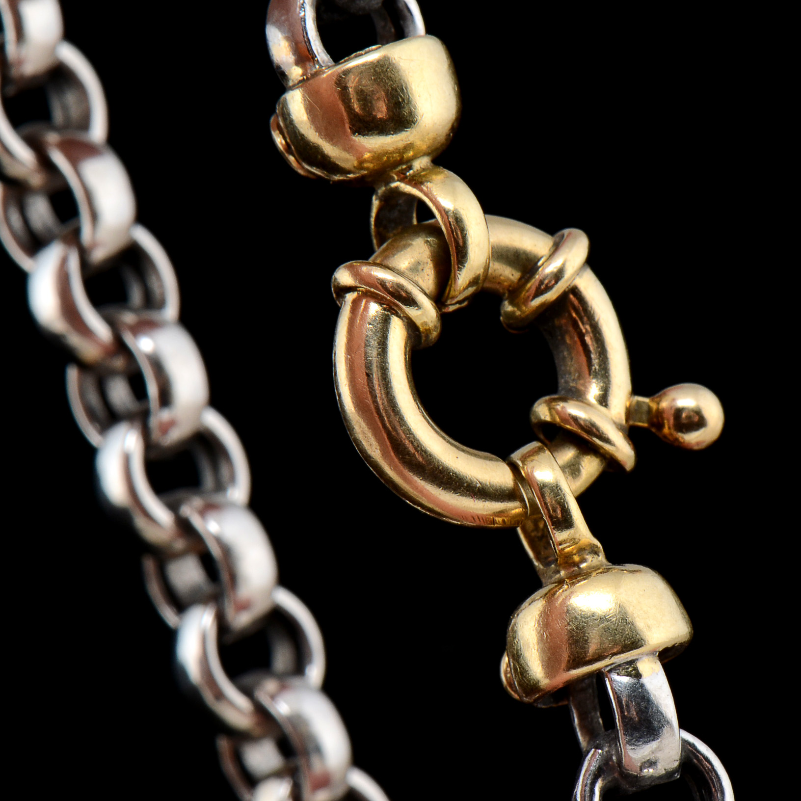 18K Yellow Gold and Platinum Two Tone Rolo Link Bracelet