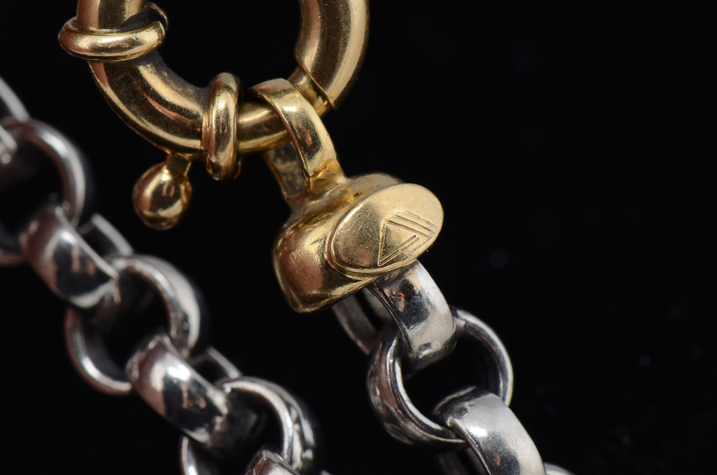 18K Yellow Gold and Platinum Two Tone Rolo Link Bracelet