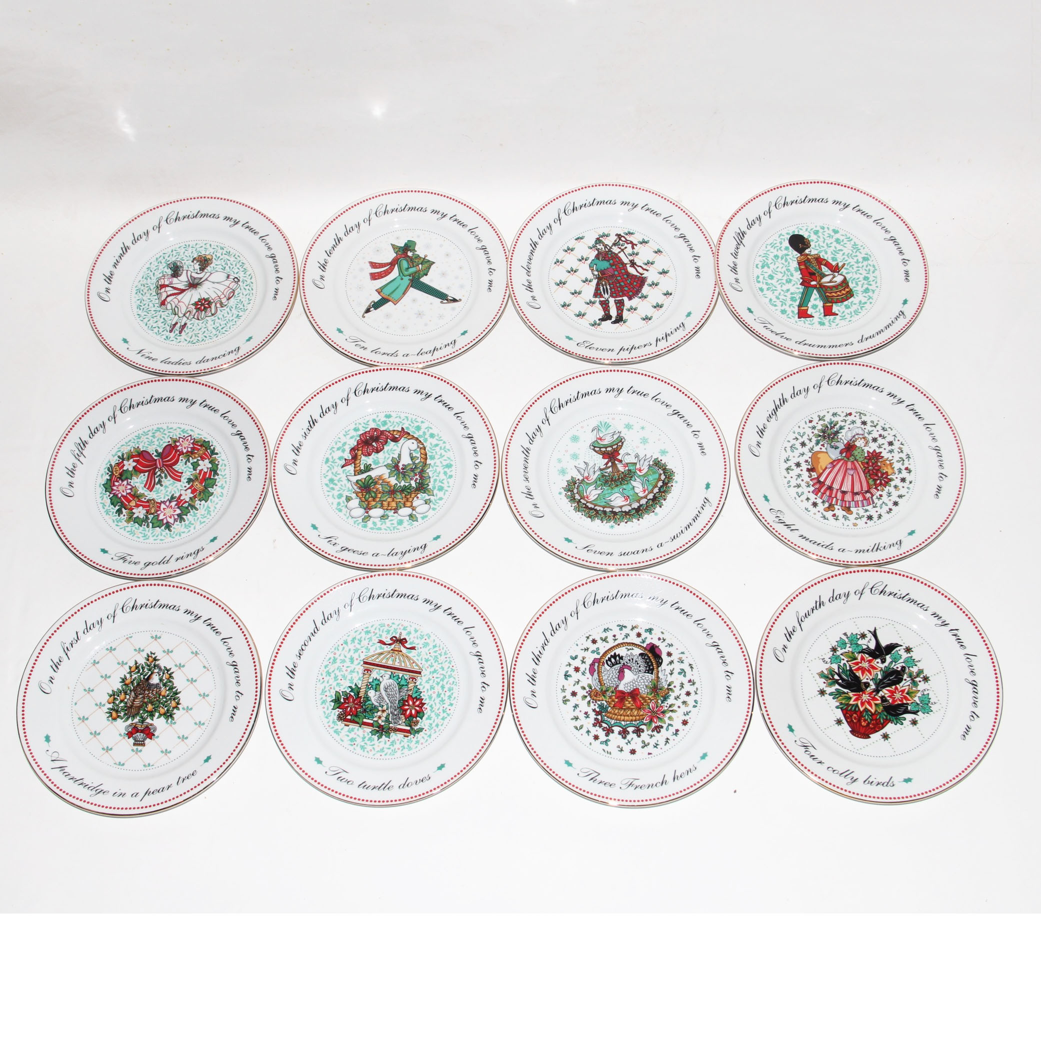 Set of "Twelve Days of Christmas" Decorative Plates