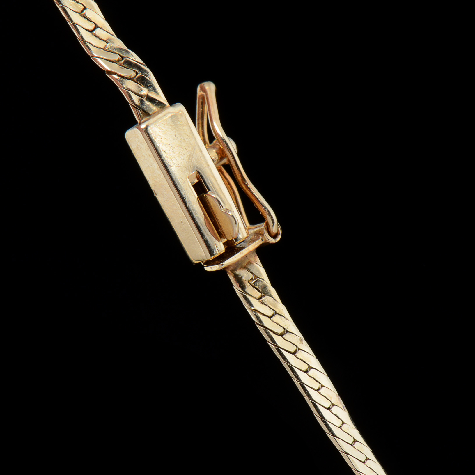 14K Yellow Gold Ruby and Diamond Herringbone Chain Bracelet