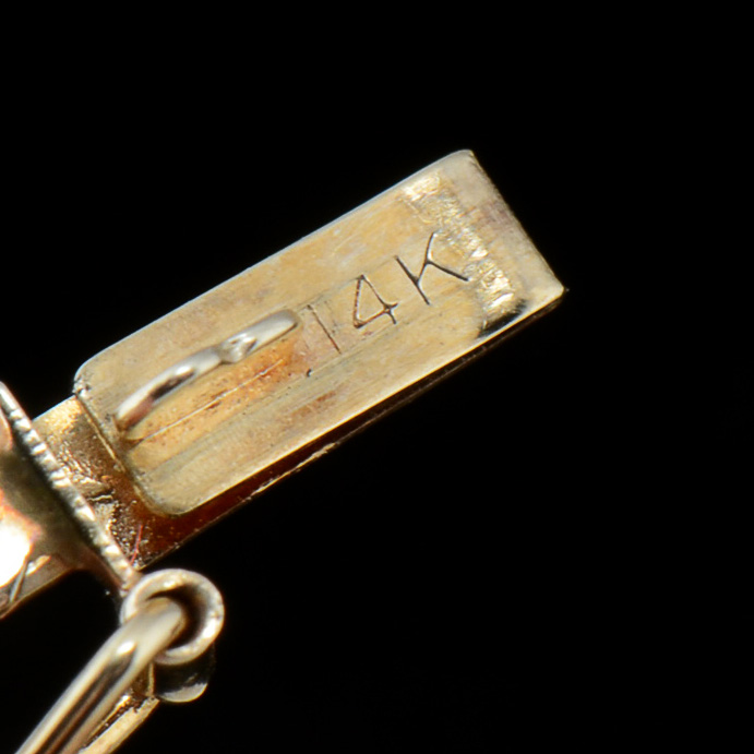 14K Yellow Gold Ruby and Diamond Herringbone Chain Bracelet