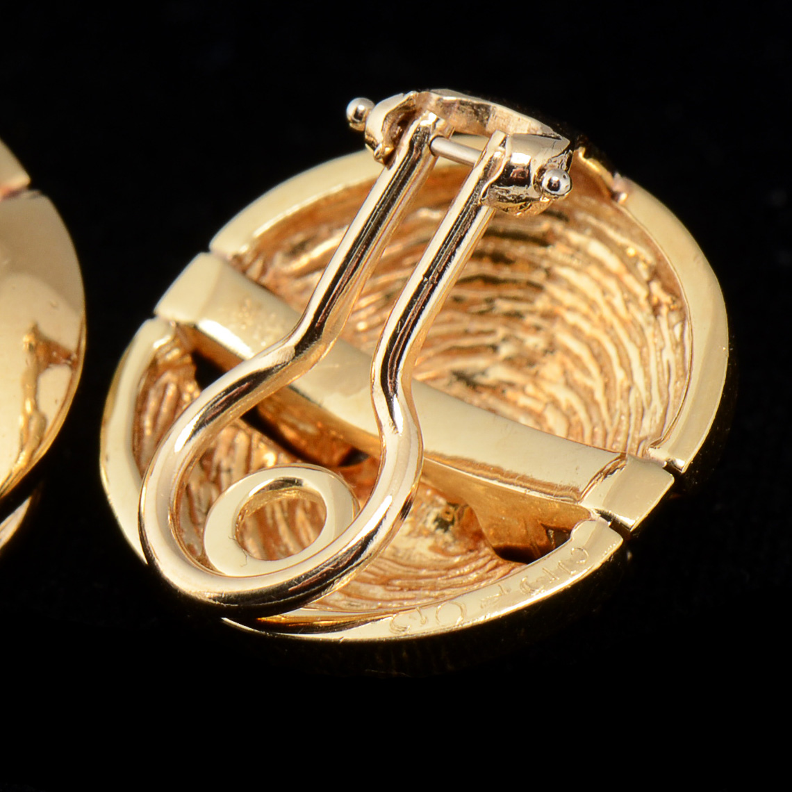 18K Yellow Gold Diamond Dome Shape Disc Clip-On Earrings