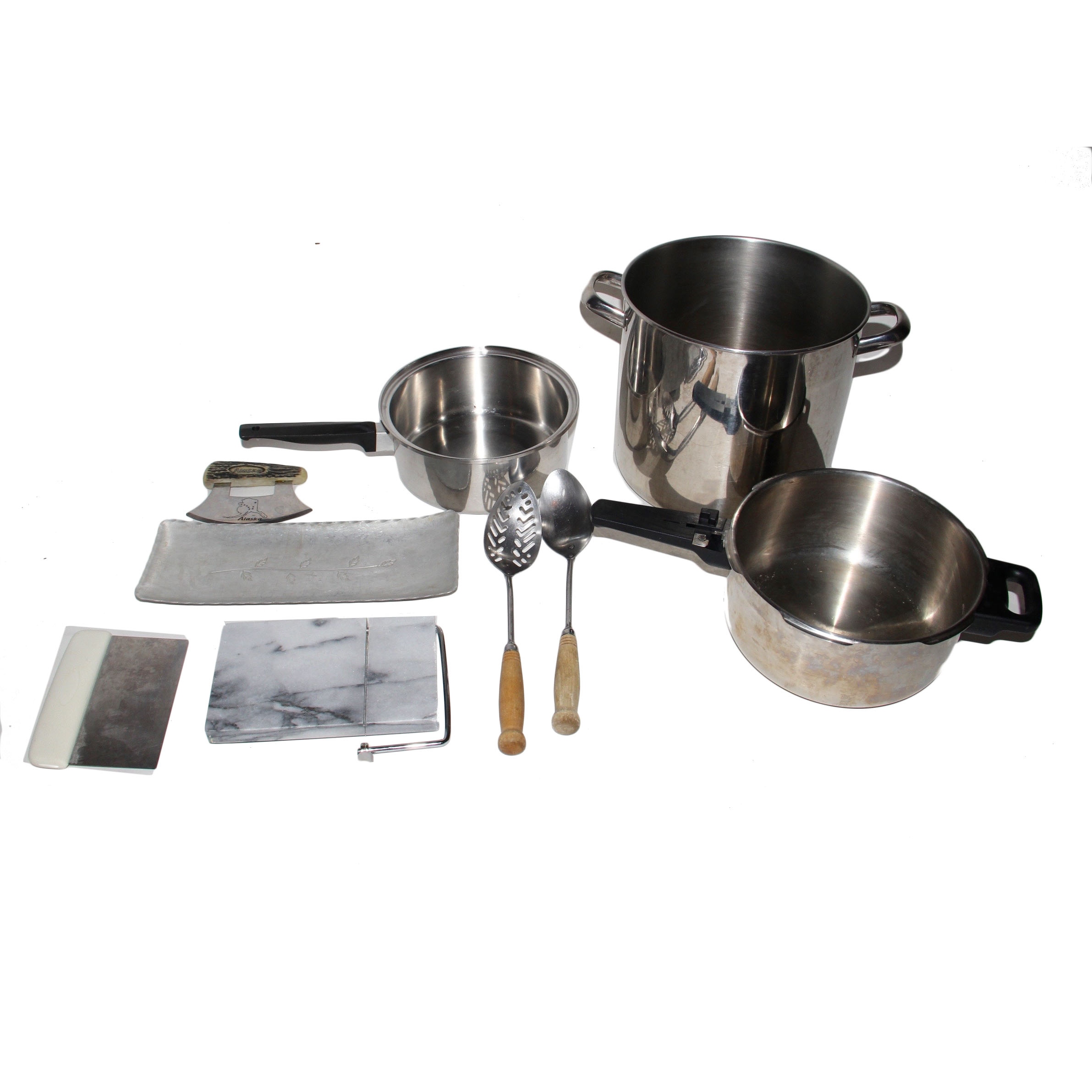 Collection of Kitchen Cookware and Food Preparation Items