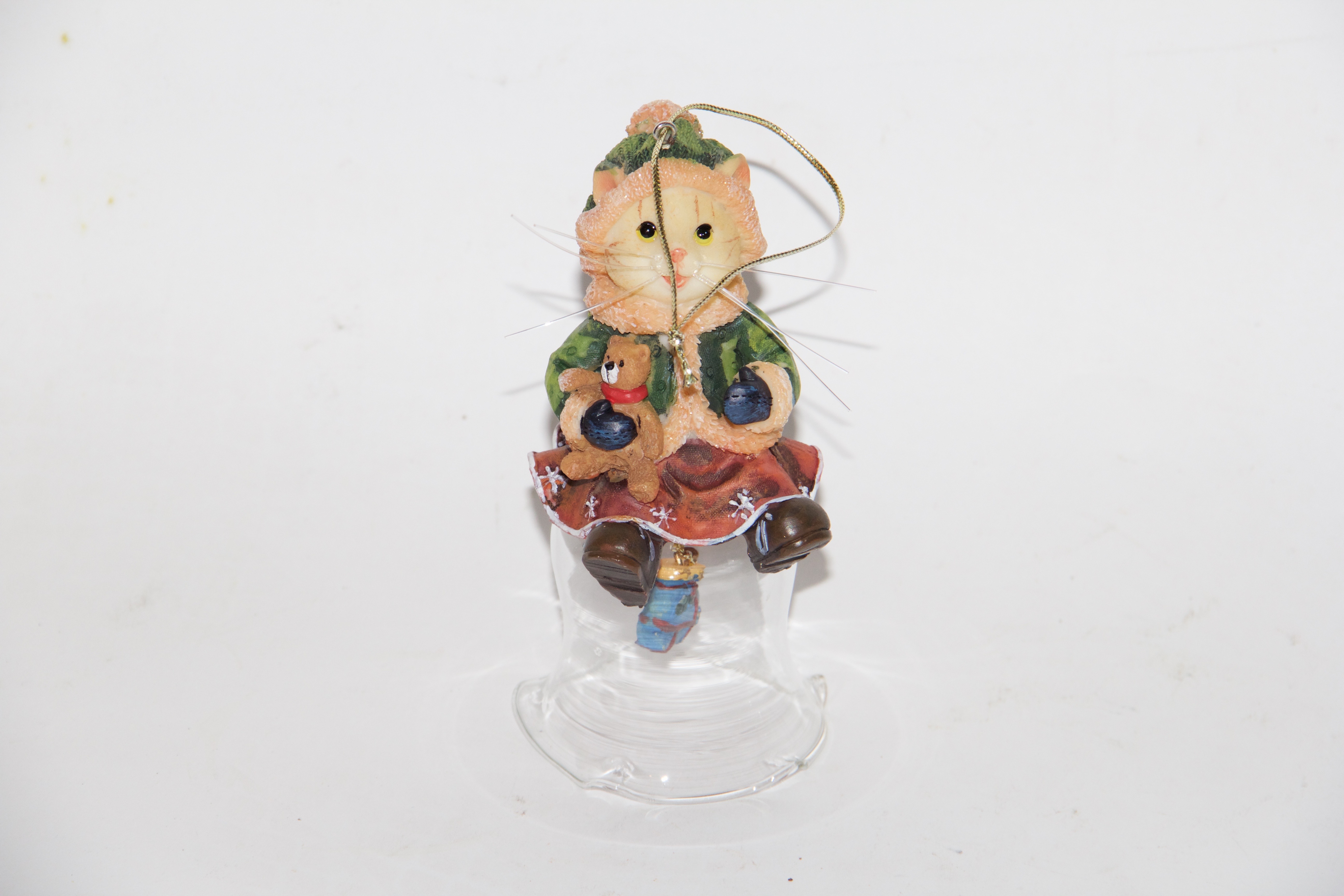 Set of Four Cat Bell Christmas Ornaments