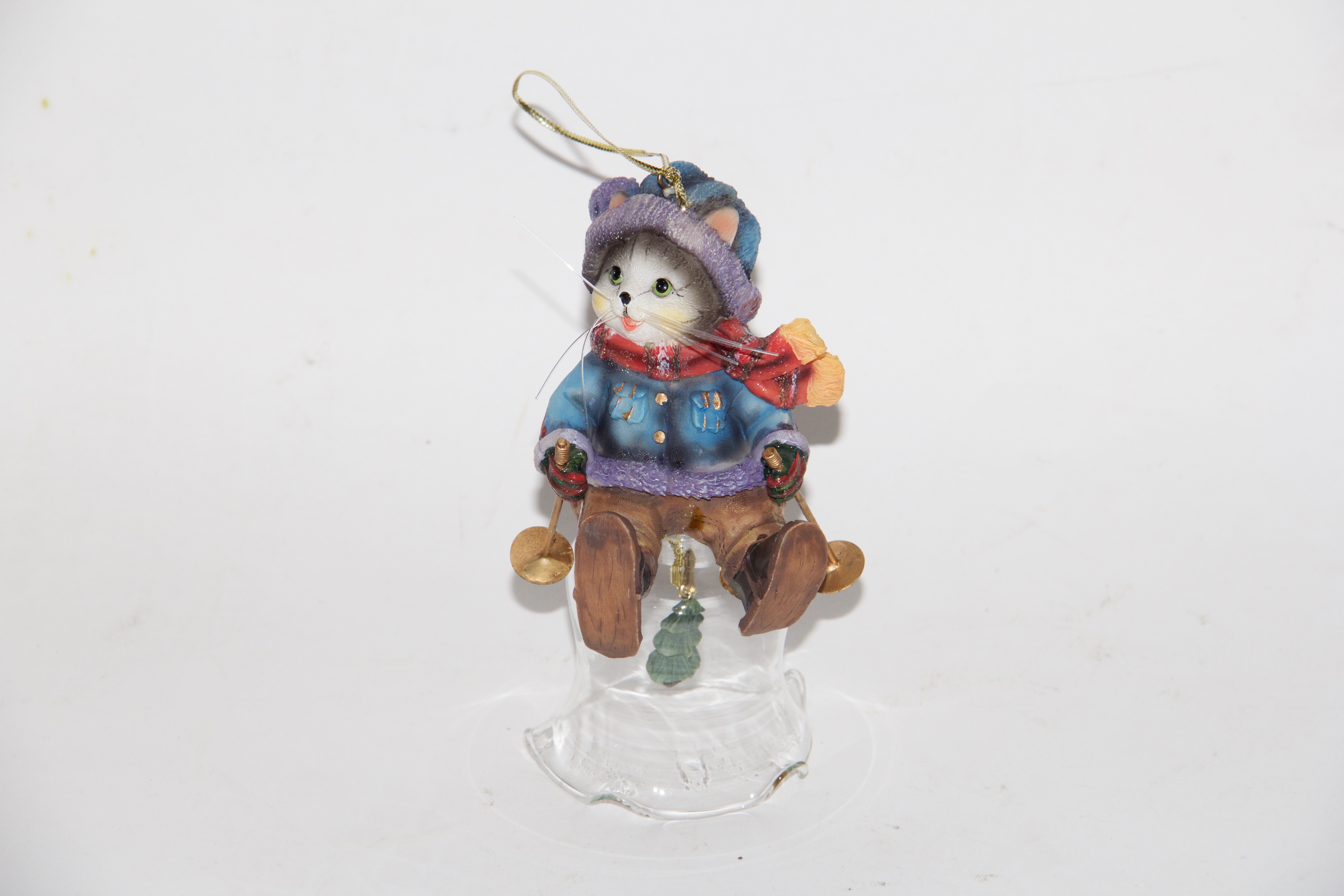 Set of Four Cat Bell Christmas Ornaments