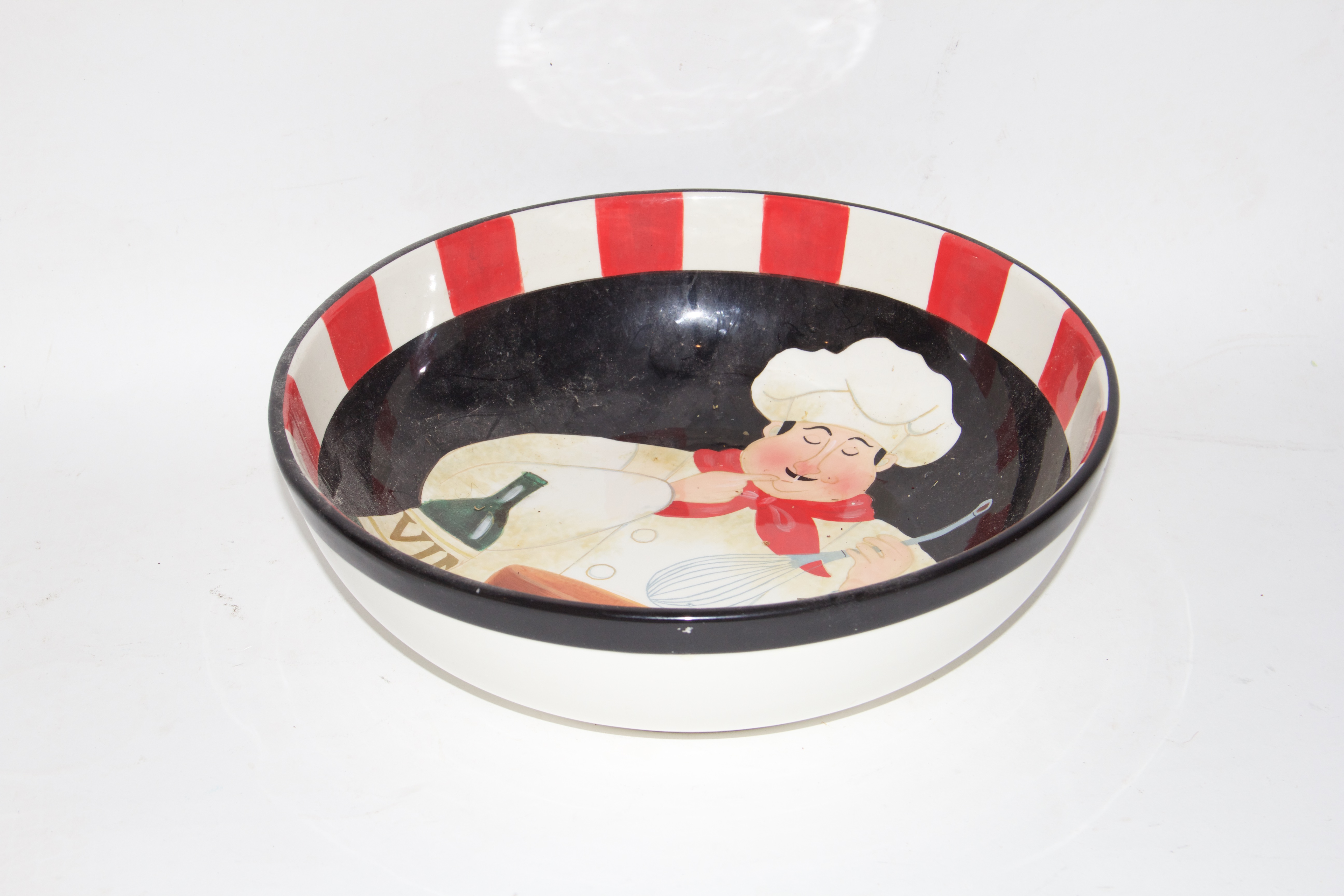 Set of Chef Themed Ceramic Pasta Bowls and Shaker