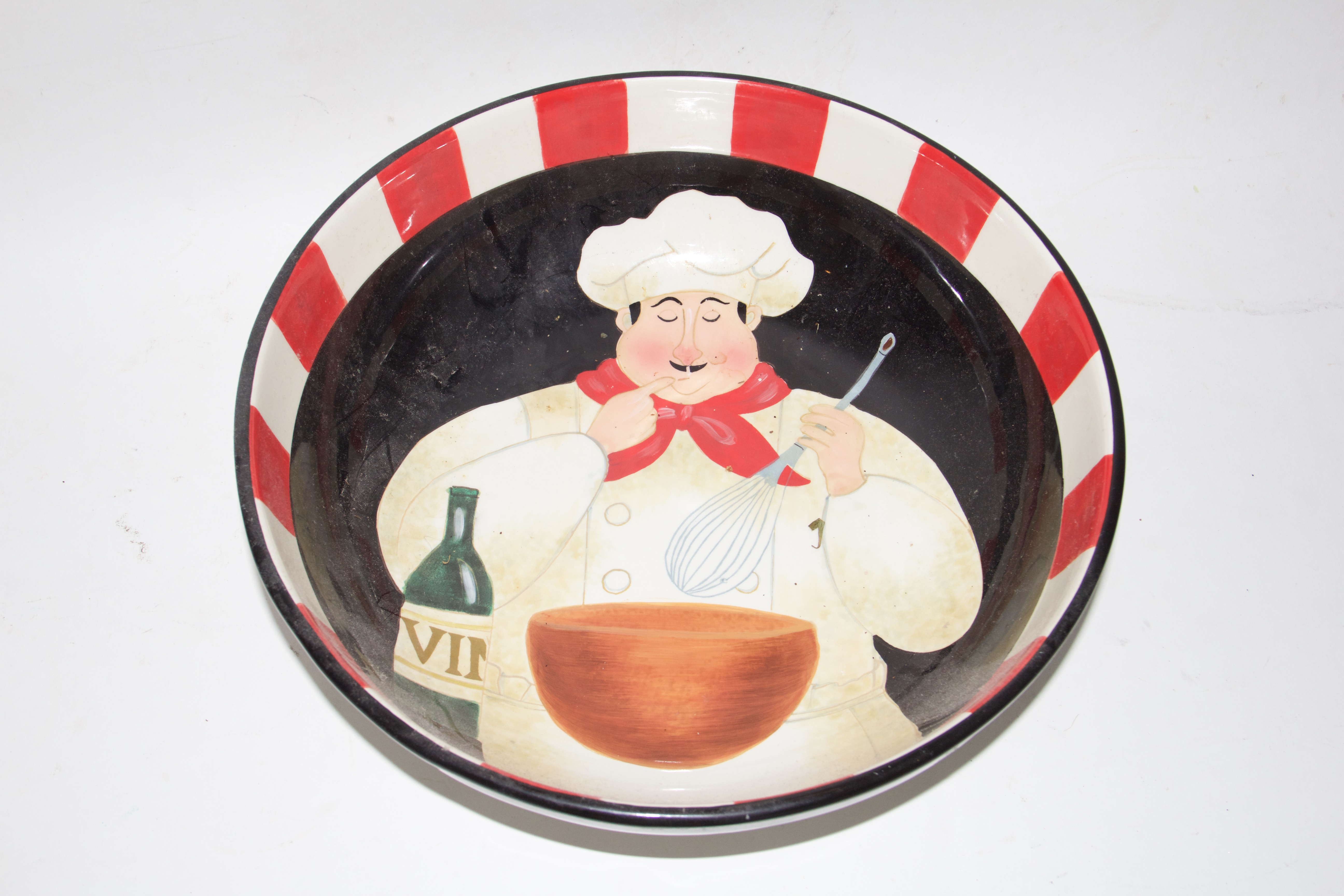Set of Chef Themed Ceramic Pasta Bowls and Shaker