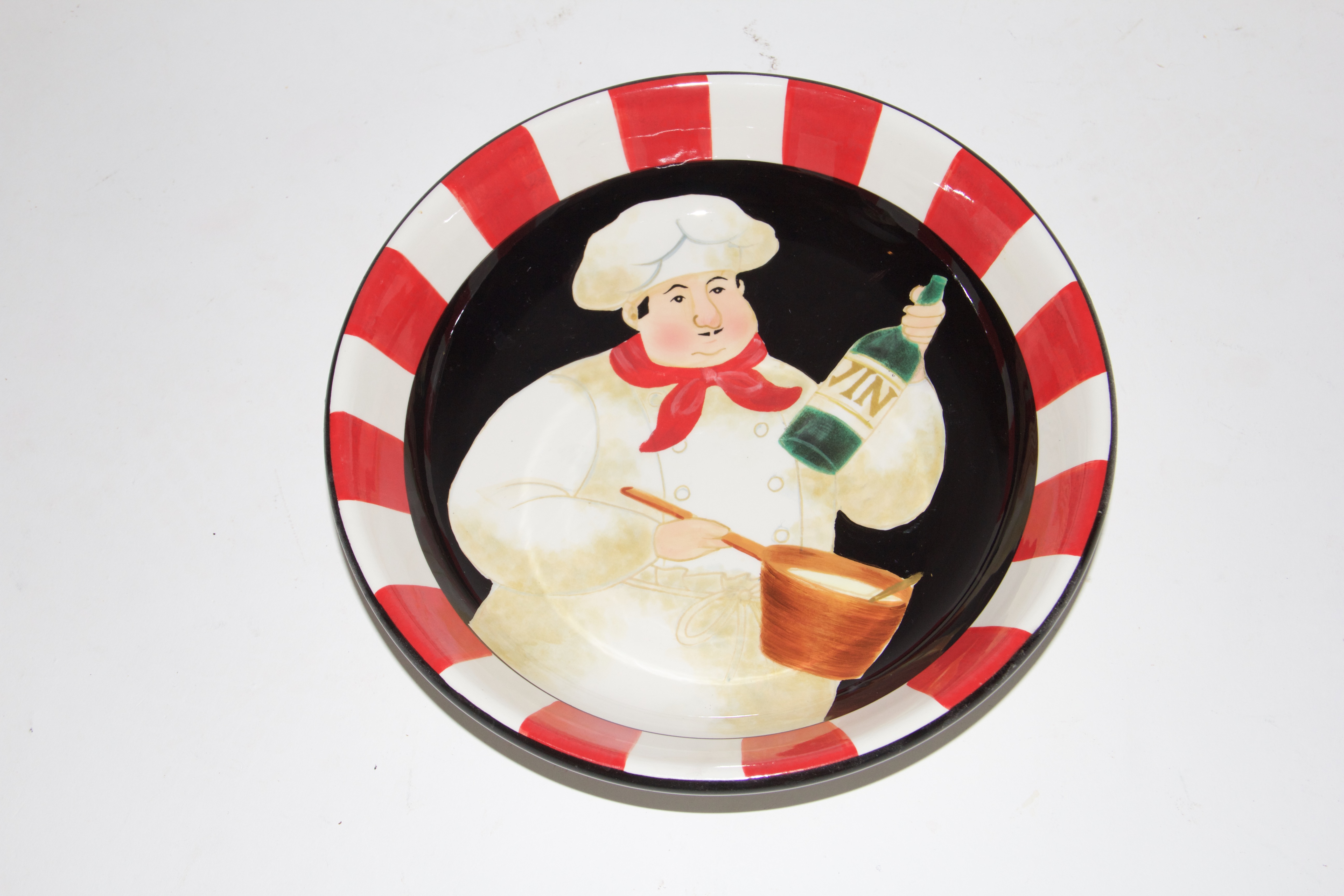 Set of Chef Themed Ceramic Pasta Bowls and Shaker