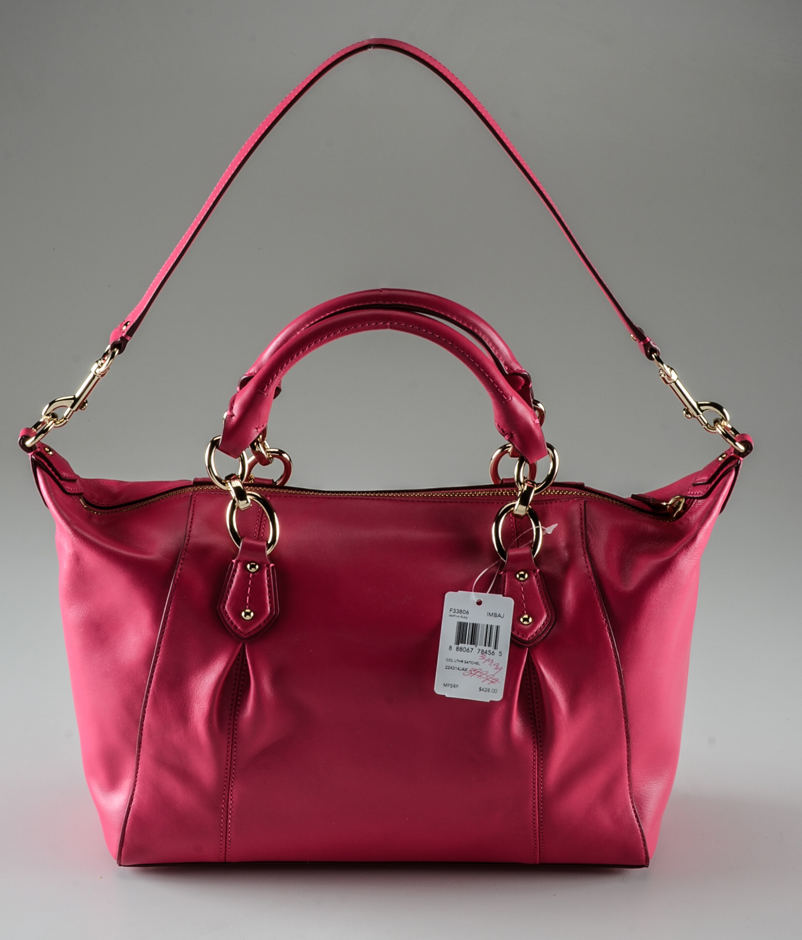 Coach Pink Leather Colette Shoulder Satchel, New With Tag