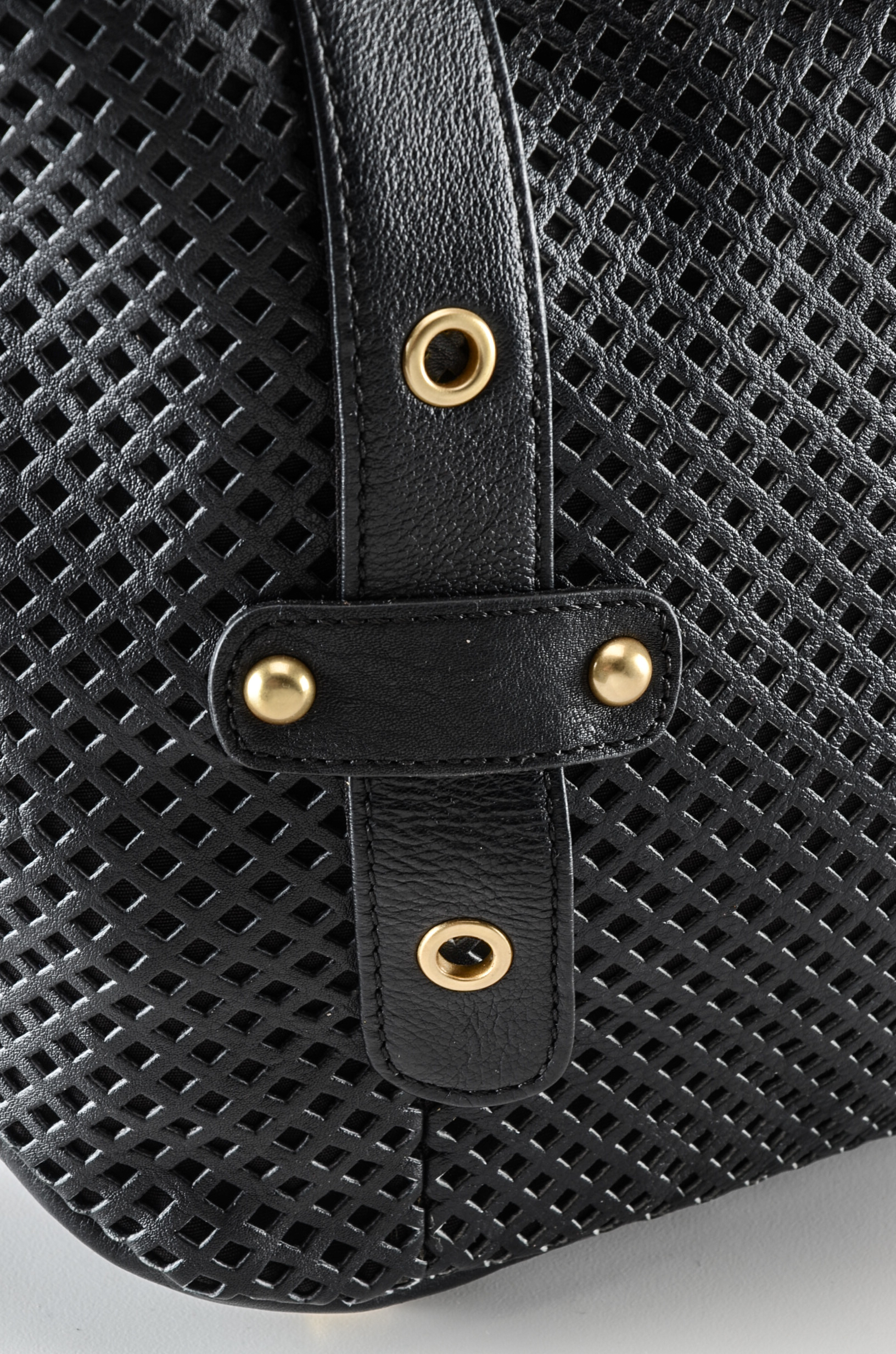 Steve Madden Designer Perforated Black Leather Tote