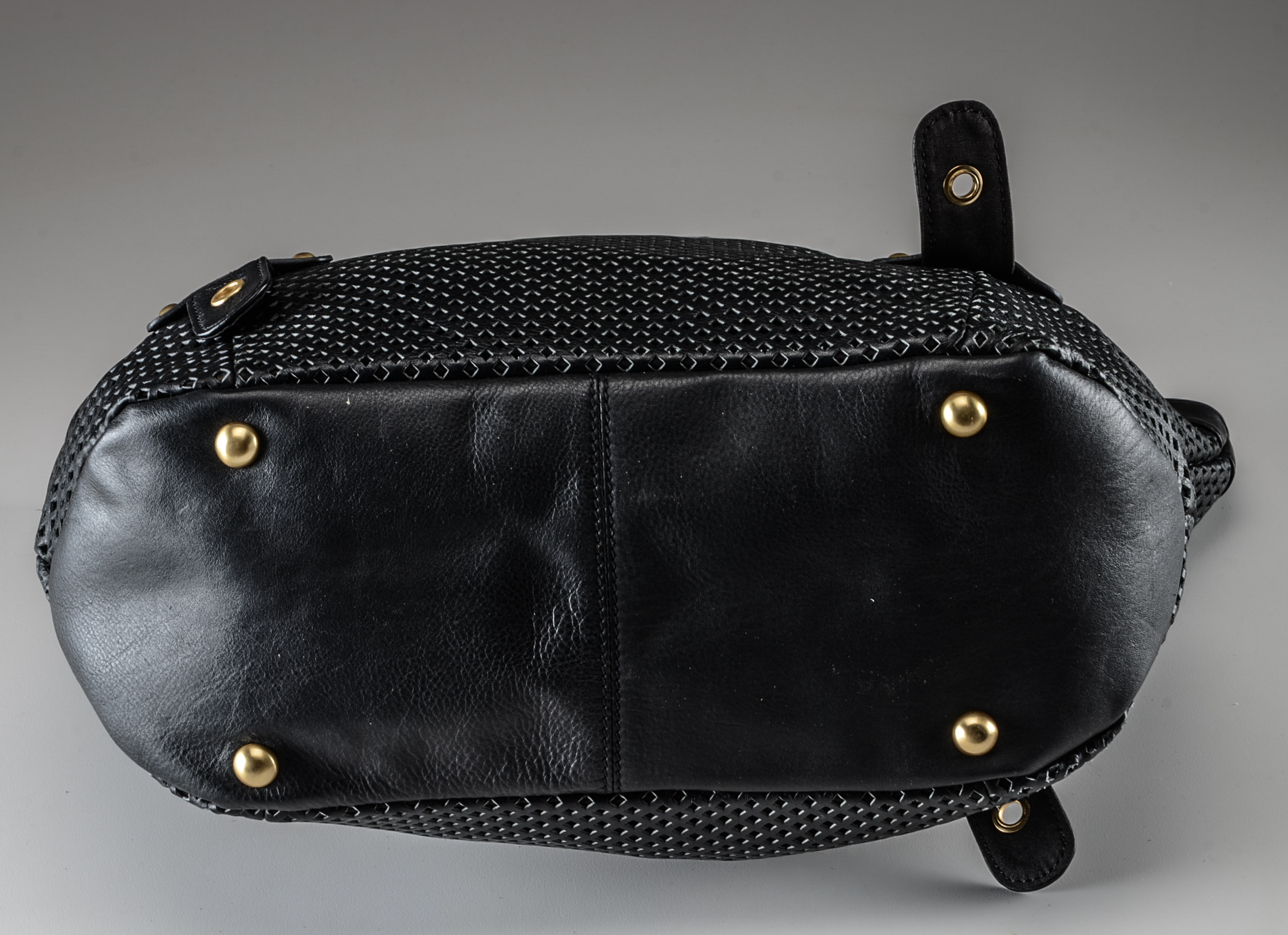 Steve Madden Designer Perforated Black Leather Tote