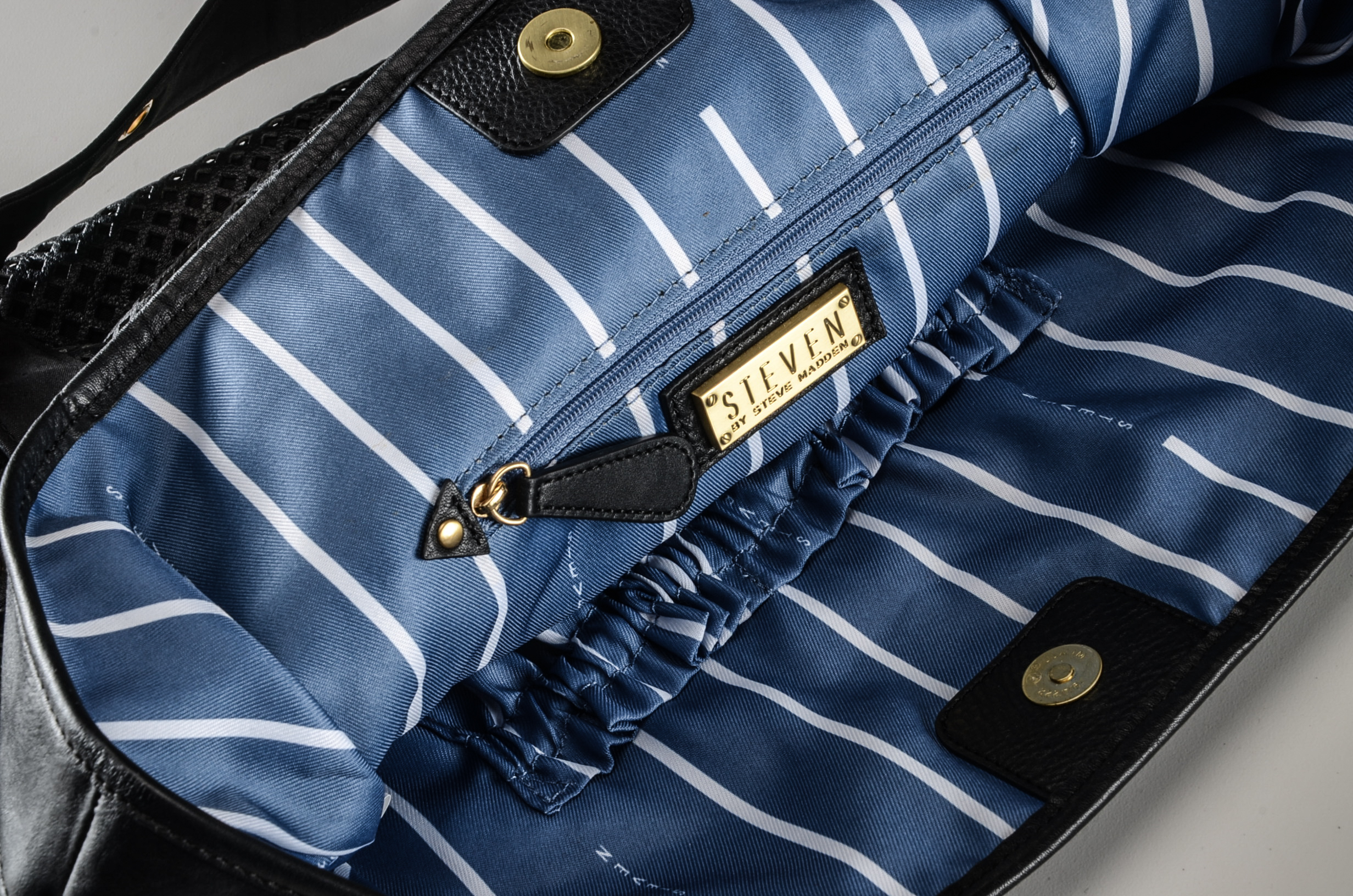 Steve Madden Designer Perforated Black Leather Tote