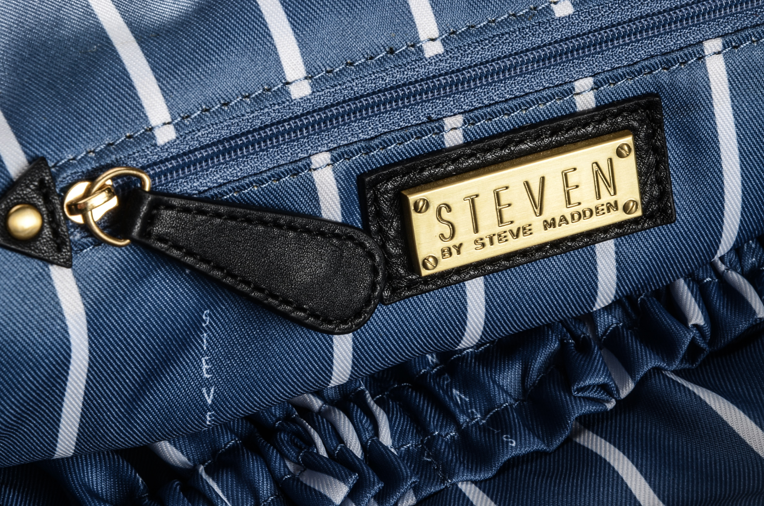 Steve Madden Designer Perforated Black Leather Tote