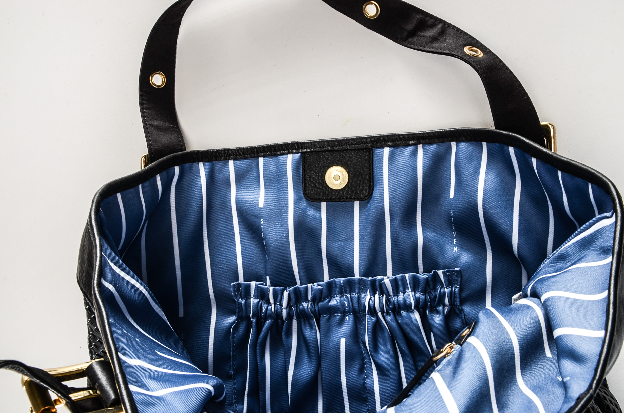 Steve Madden Designer Perforated Black Leather Tote