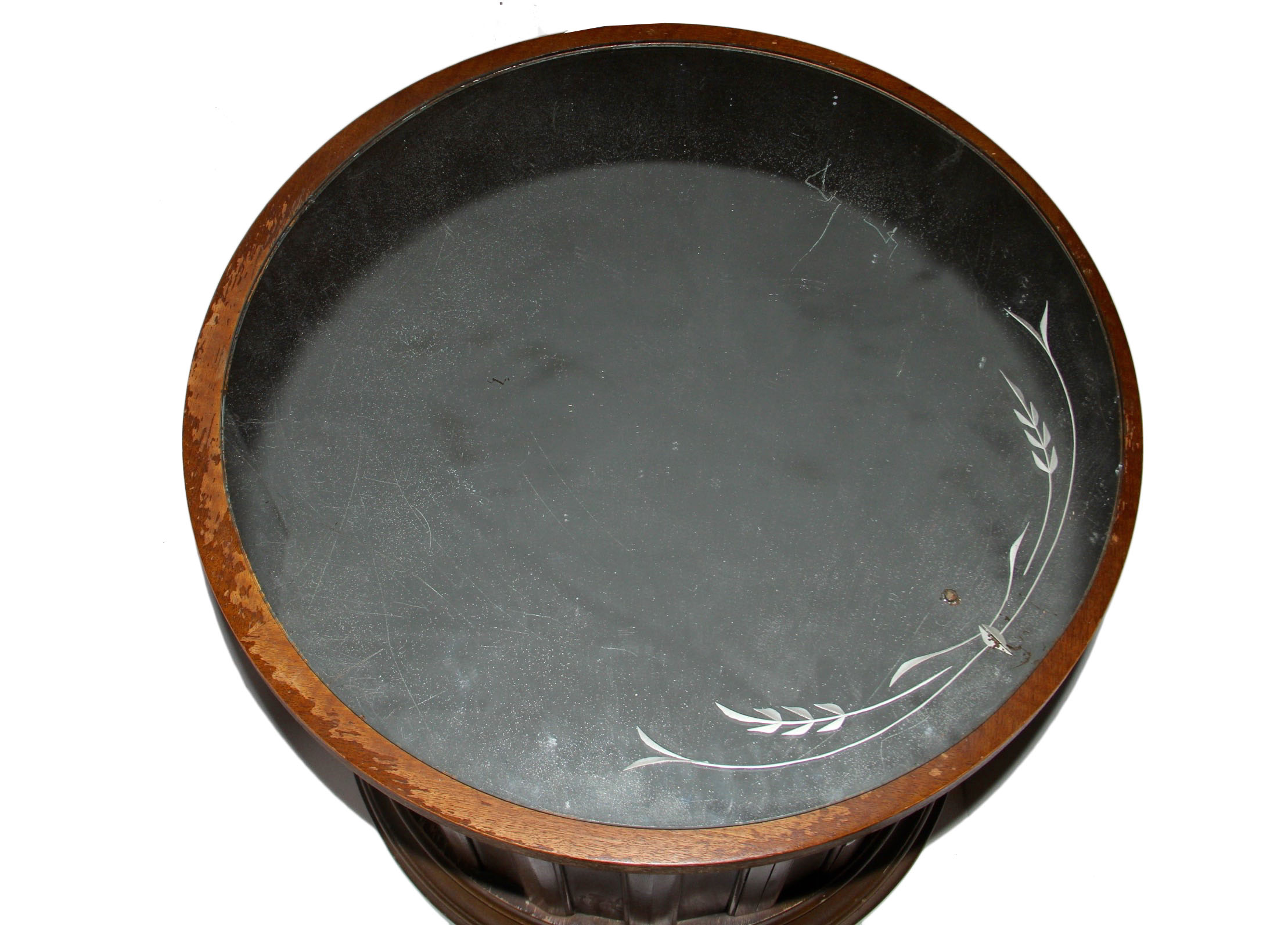 Vintage Column End Table and Round Mirror